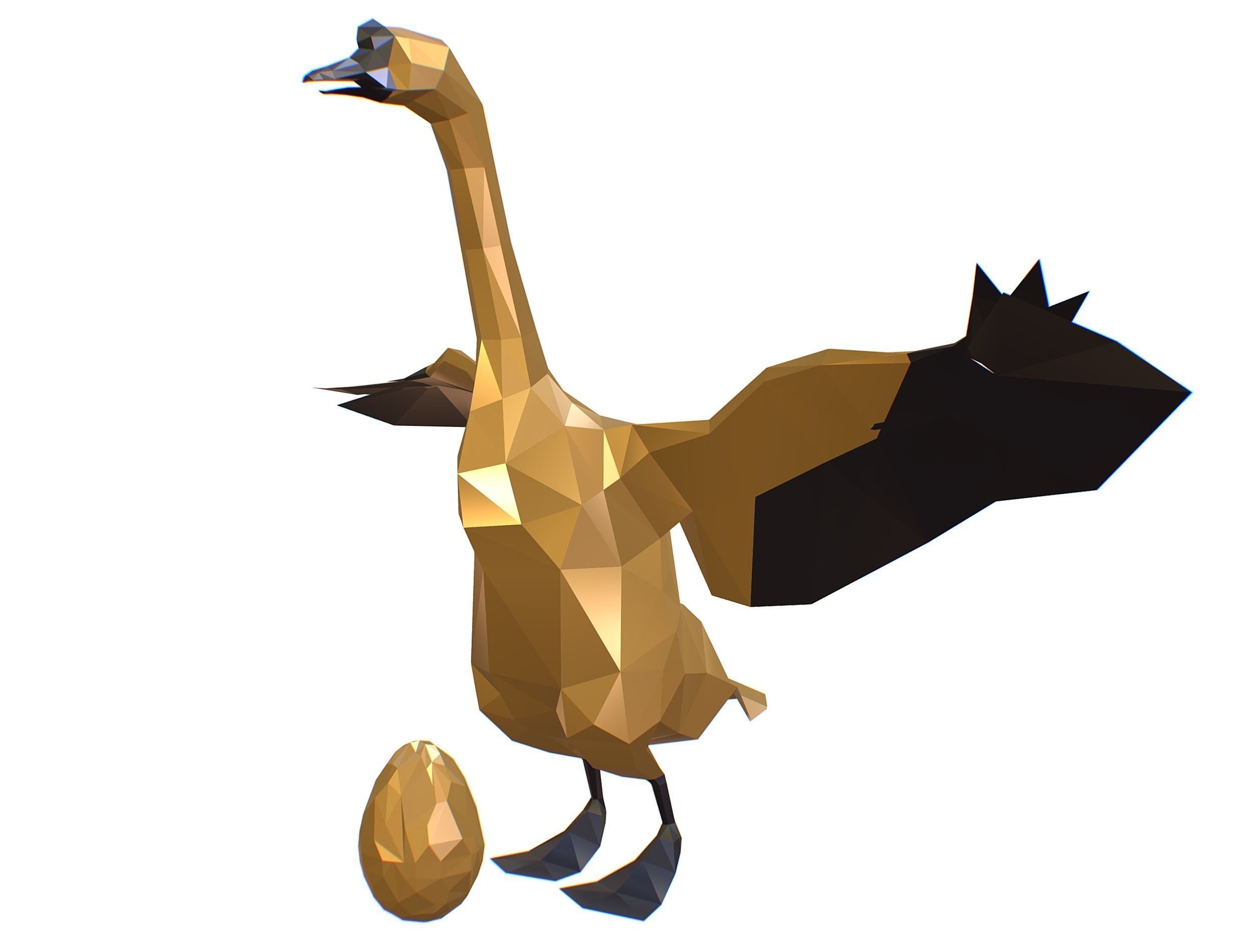 Animated Golden Goose Egg Lowpoly Art Style Low-poly 3D model_4