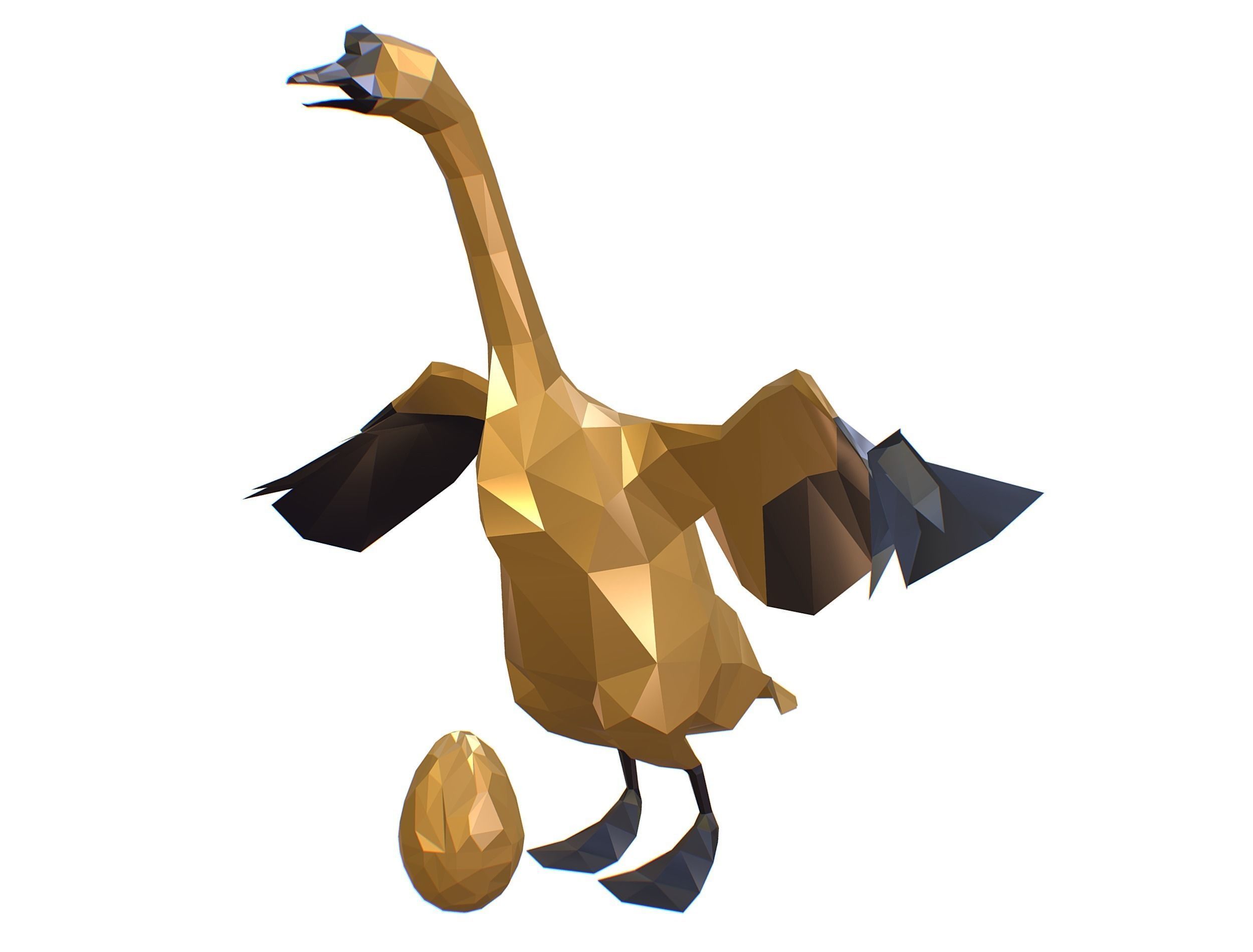 Animated Golden Goose Egg Lowpoly Art Style Low-poly 3D model_10