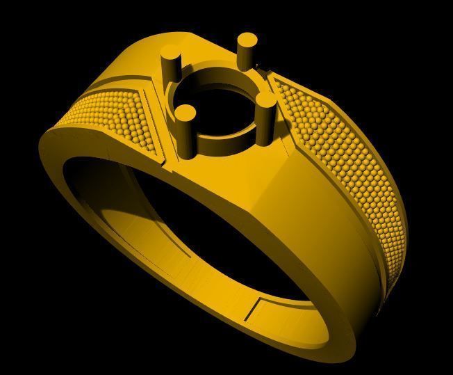 Men Solitaire Ring 3dm file 3D print model_5