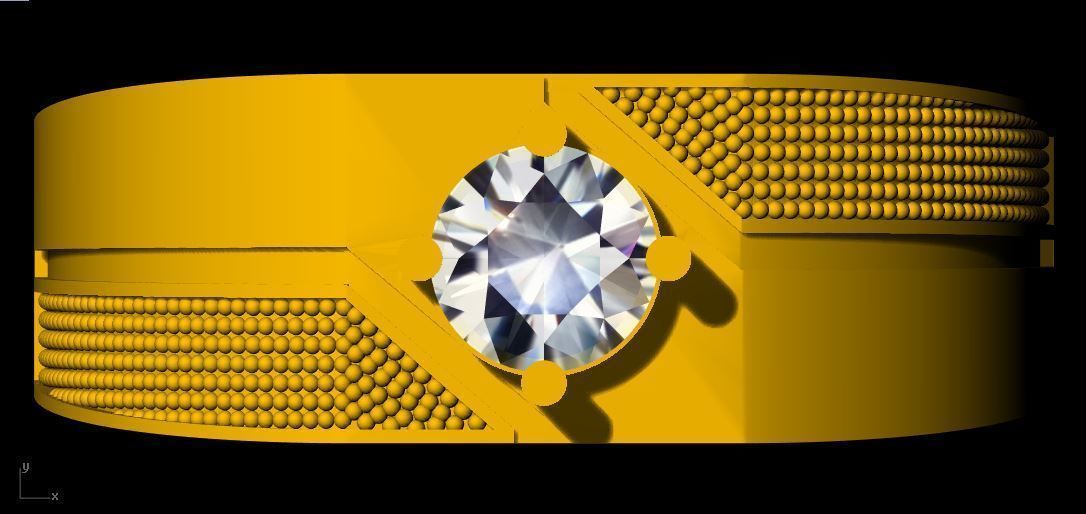 Men Solitaire Ring 3dm file 3D print model_3