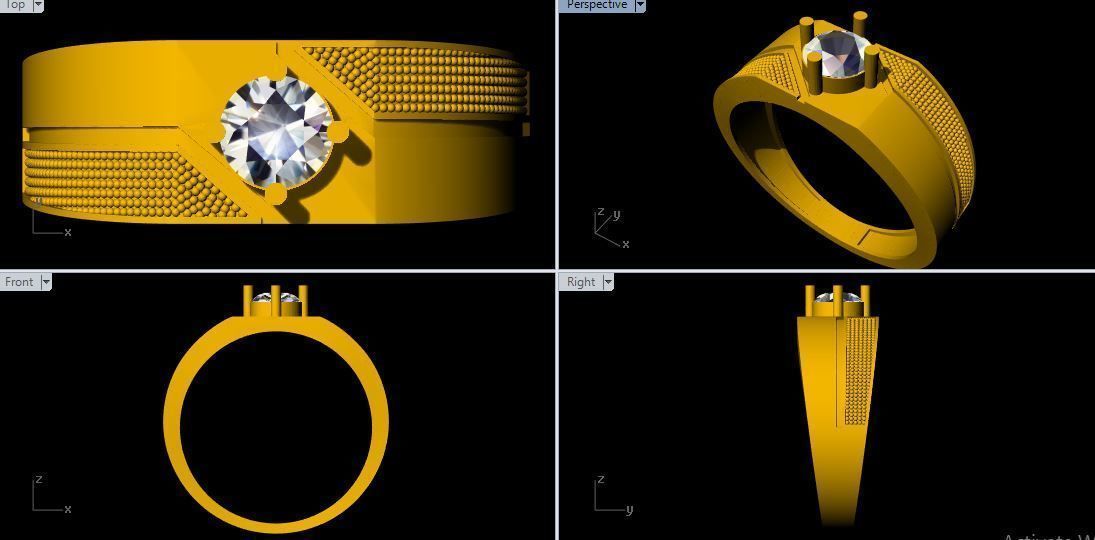 Men Solitaire Ring 3dm file 3D print model_2