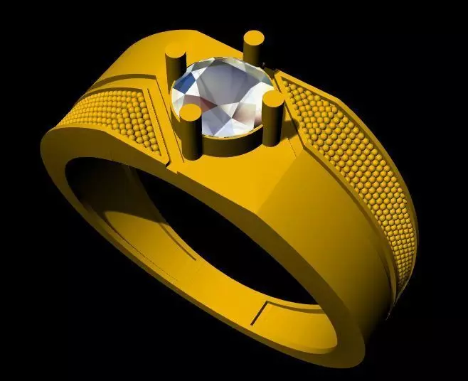Men Solitaire Ring 3dm file 3D print model_0