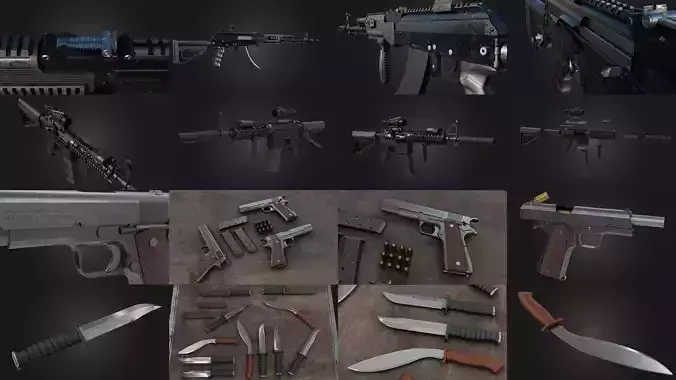 Modern Weapons Pack 1 3D Model Collection