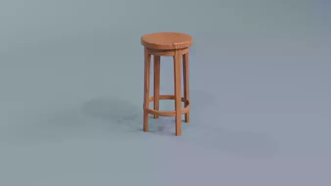 LowPoly Varnished Bar Chair GameReady Furniture Asset