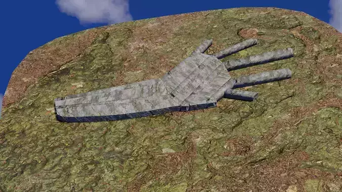 Rock cave tunnel in hand shape