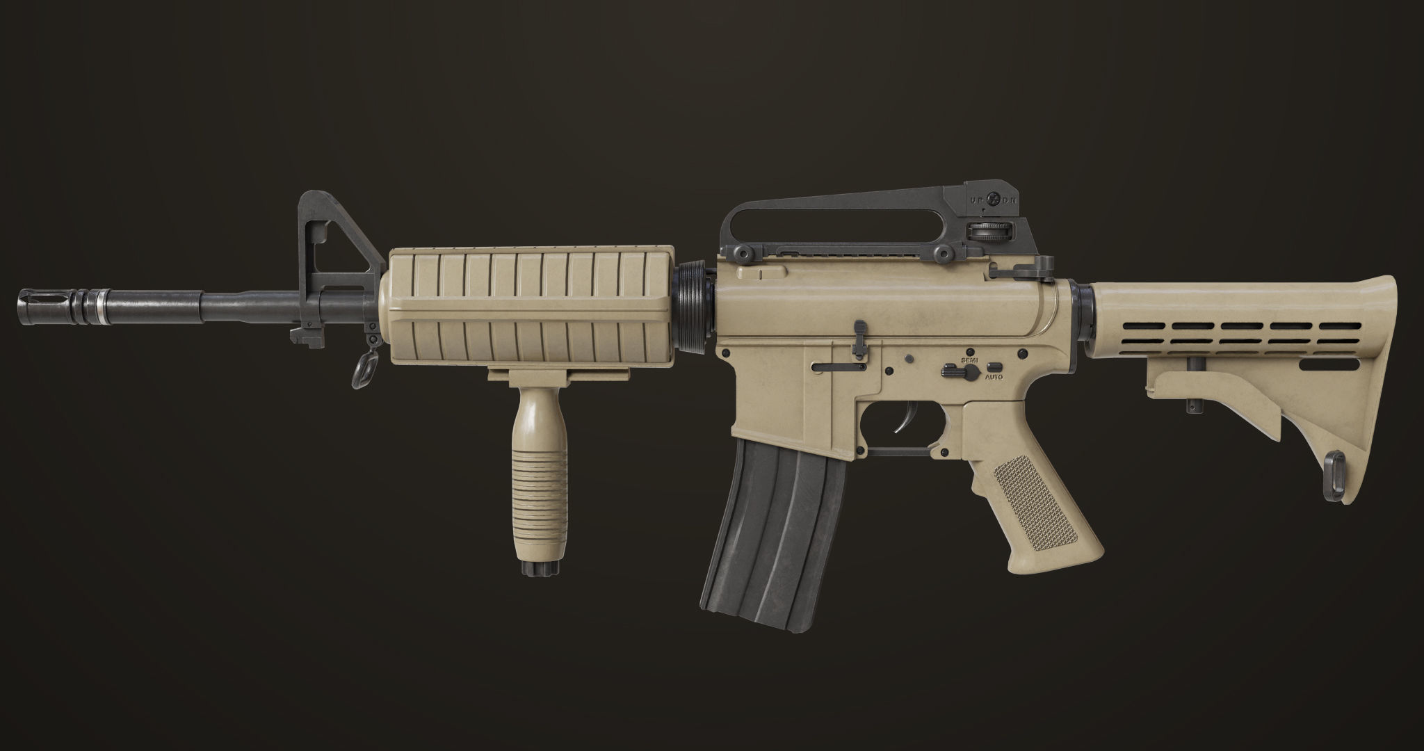 Machine Gun09 Brown All PBR unity UE Textures Low-poly 3D model_14