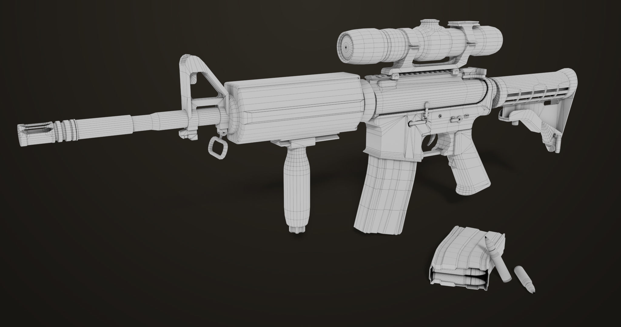 Machine Gun09 Brown All PBR unity UE Textures Low-poly 3D model_37