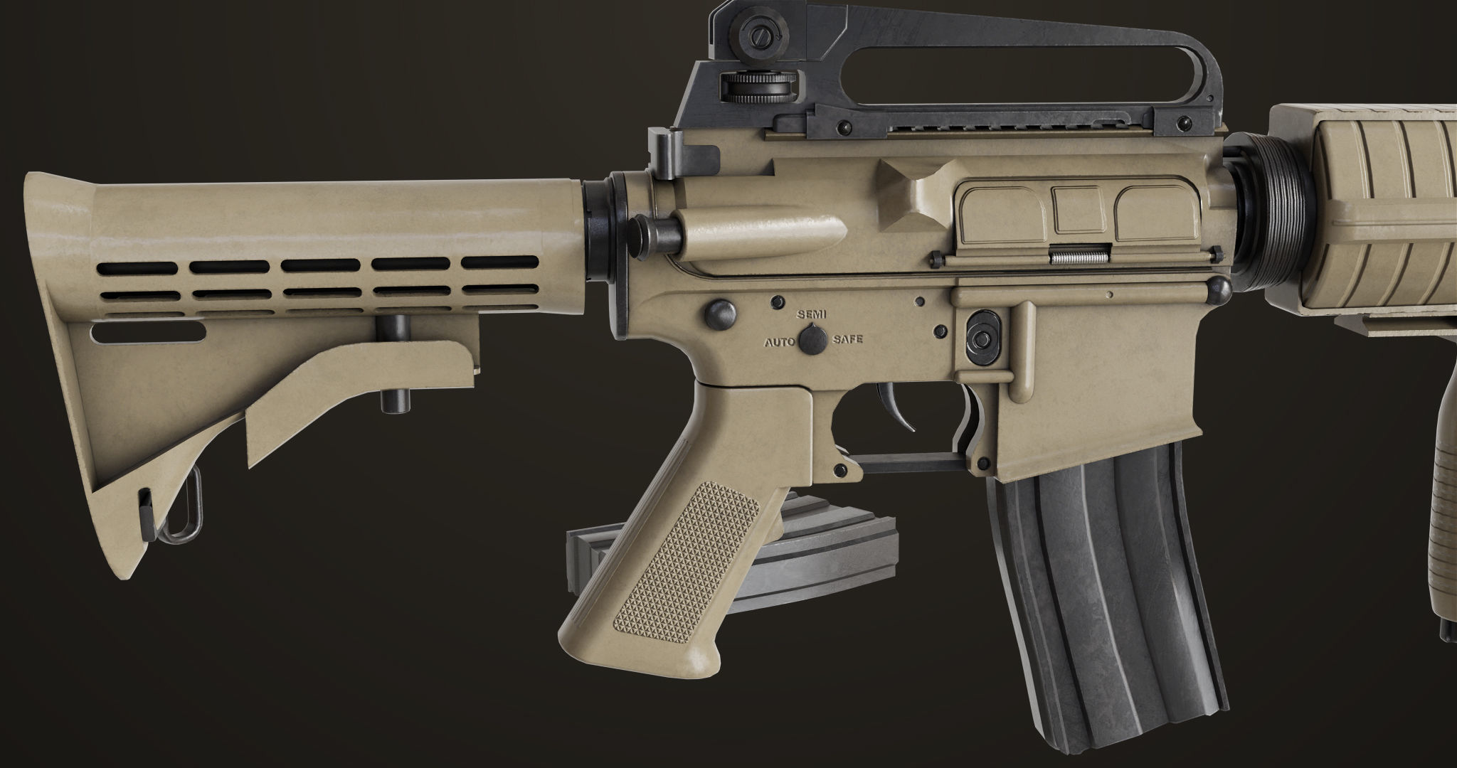 Machine Gun09 Brown All PBR unity UE Textures Low-poly 3D model_12