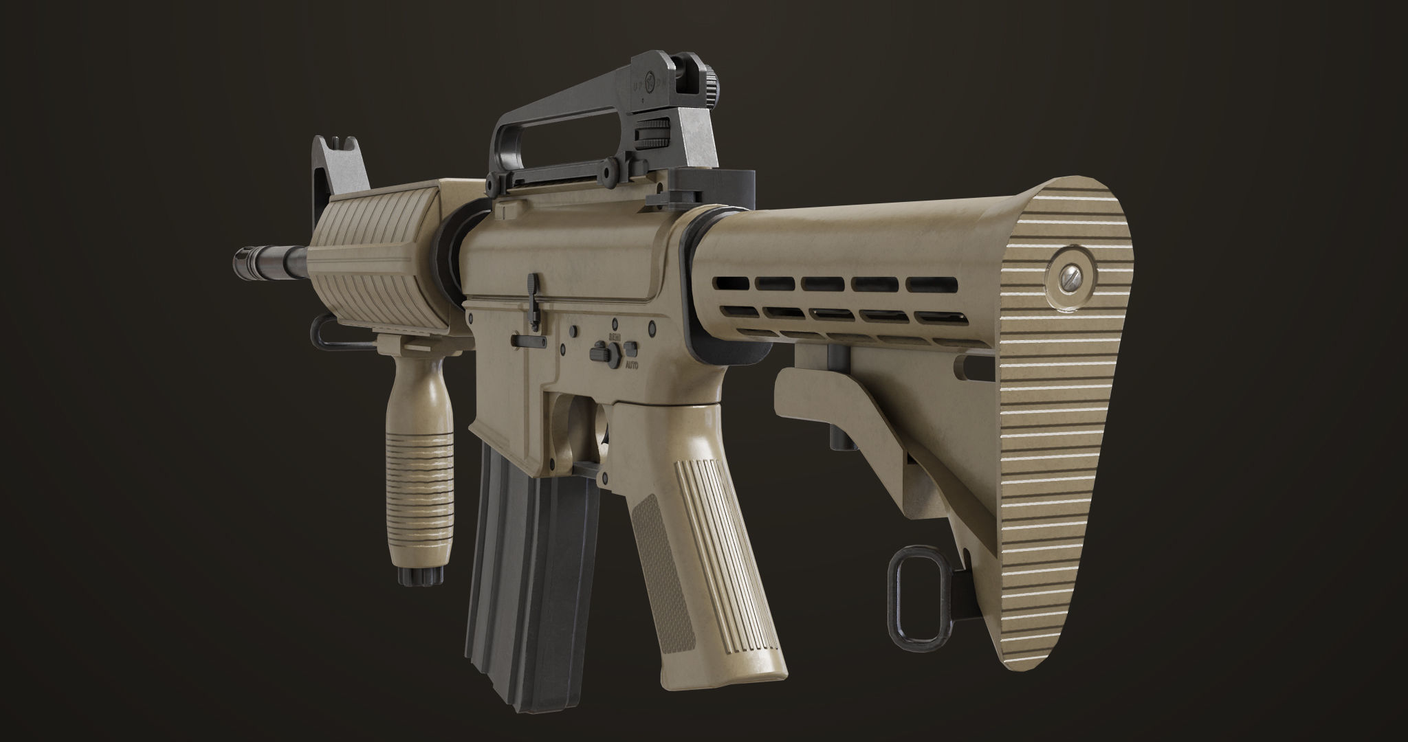 Machine Gun09 Brown All PBR unity UE Textures Low-poly 3D model_30