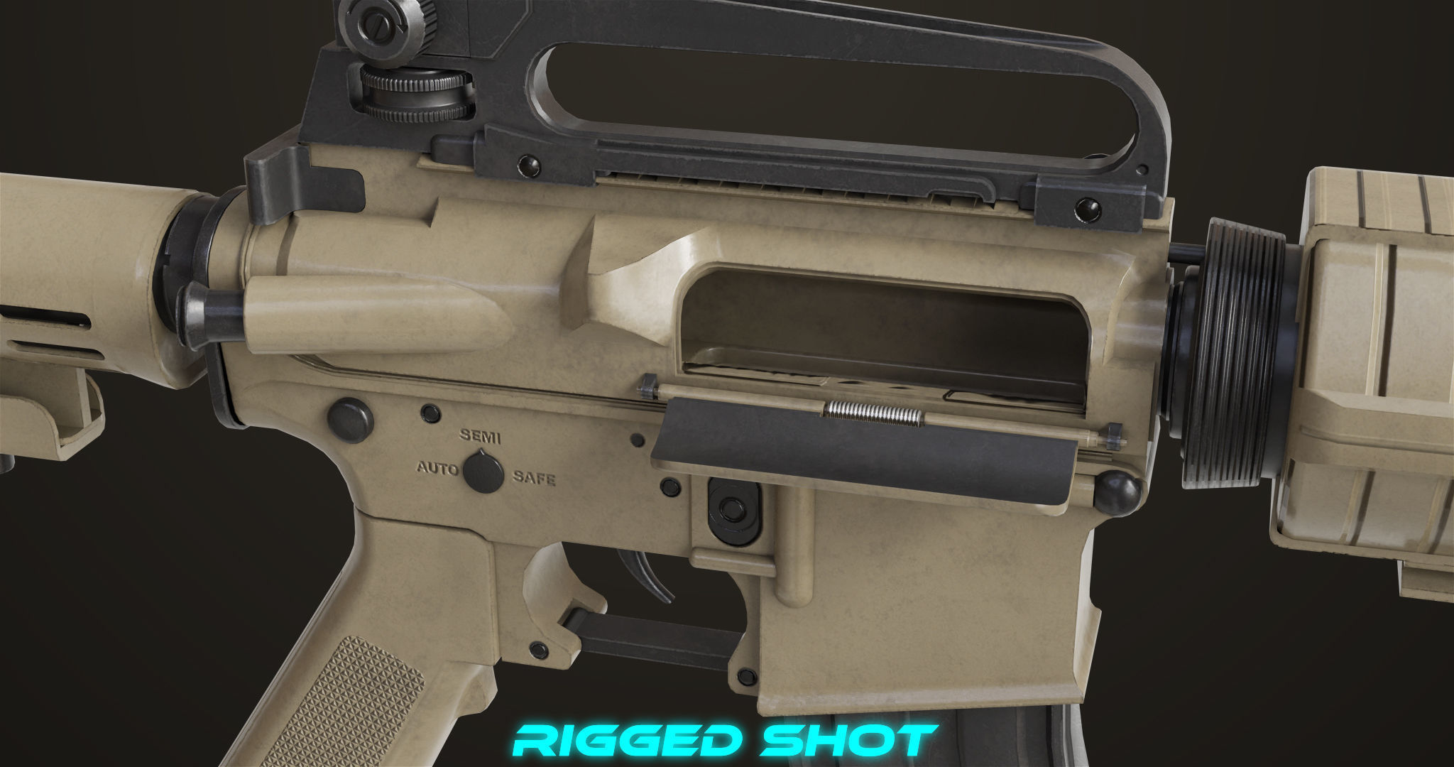 Machine Gun09 Brown All PBR unity UE Textures Low-poly 3D model_27