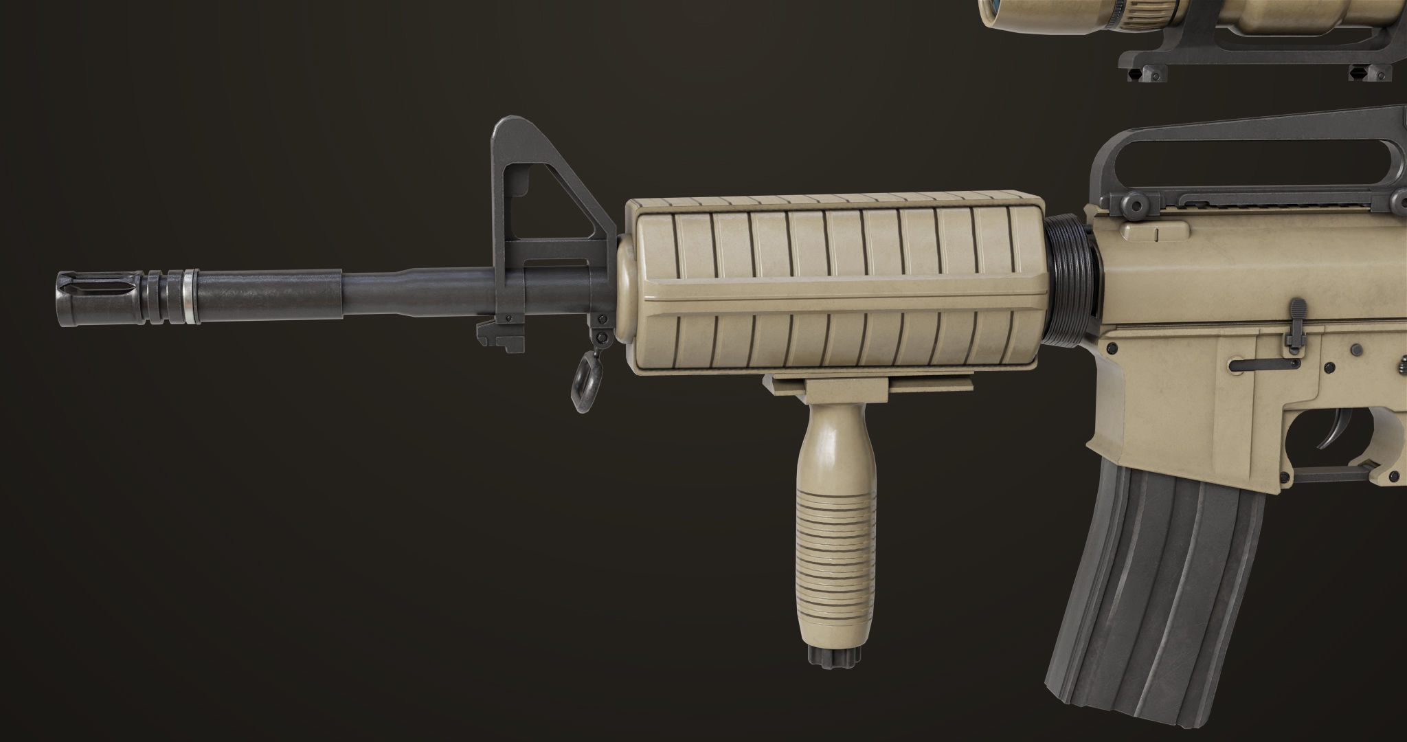 Machine Gun09 Brown All PBR unity UE Textures Low-poly 3D model_11