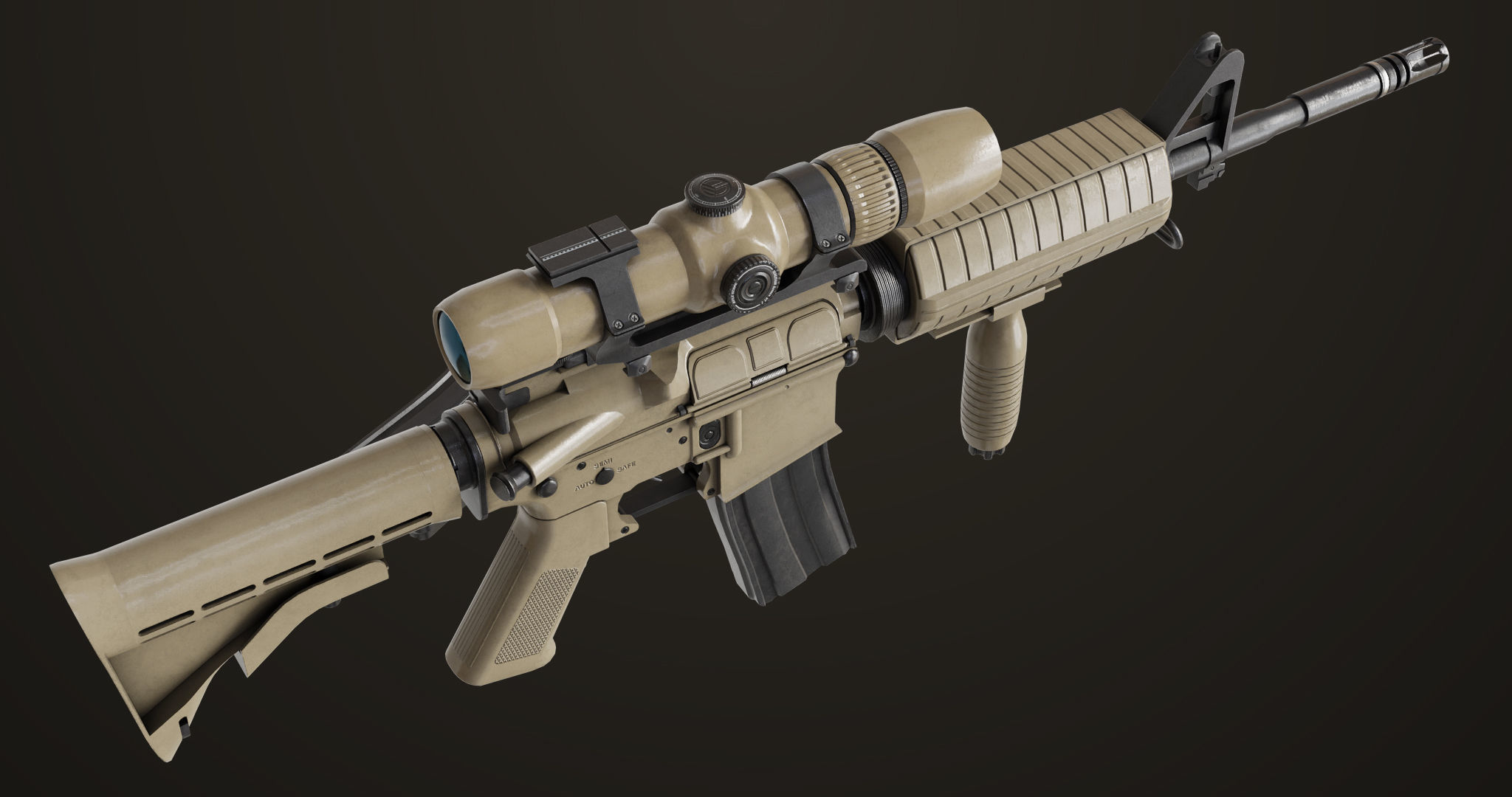 Machine Gun09 Brown All PBR unity UE Textures Low-poly 3D model_13