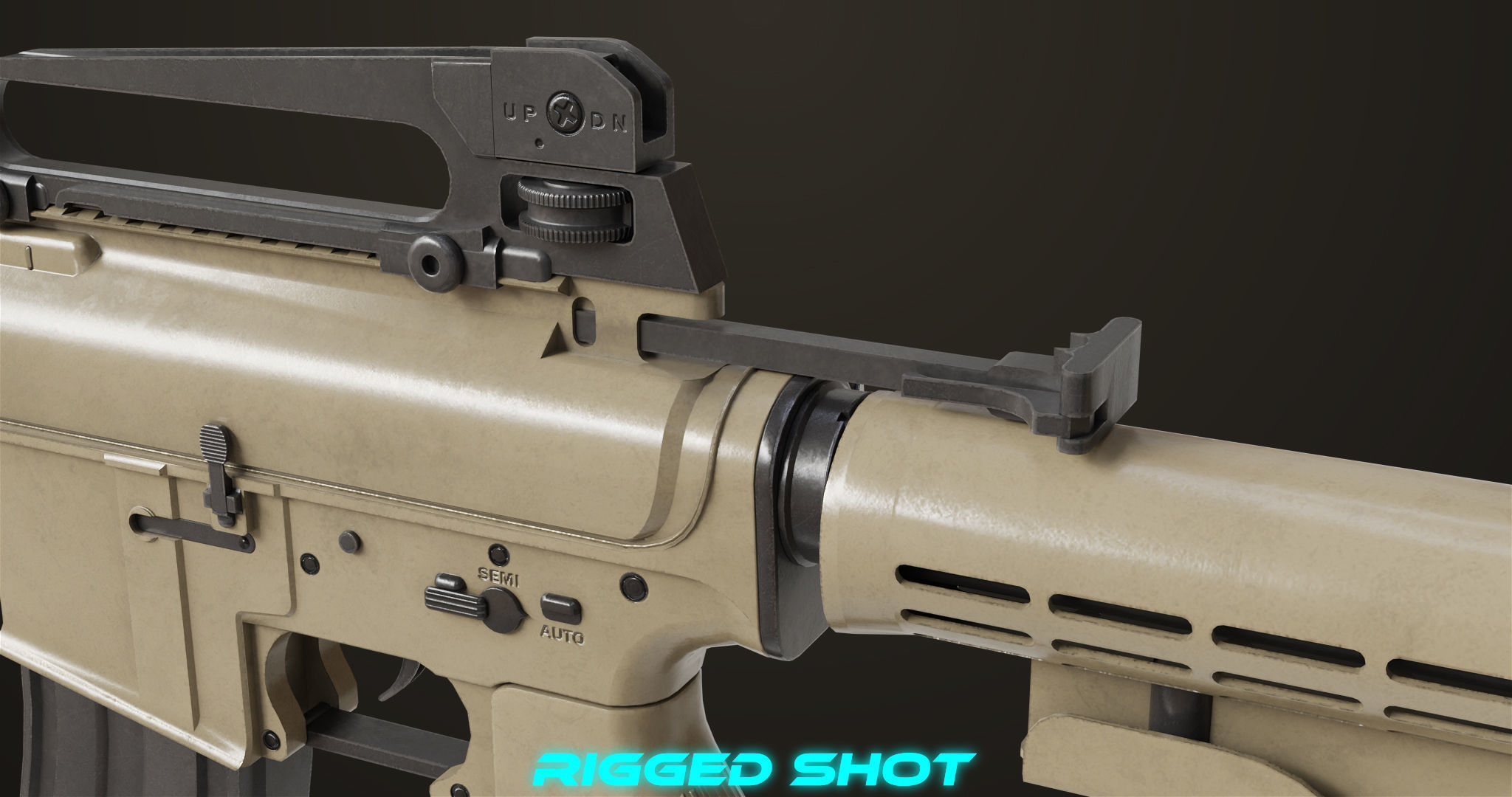 Machine Gun09 Brown All PBR unity UE Textures Low-poly 3D model_5