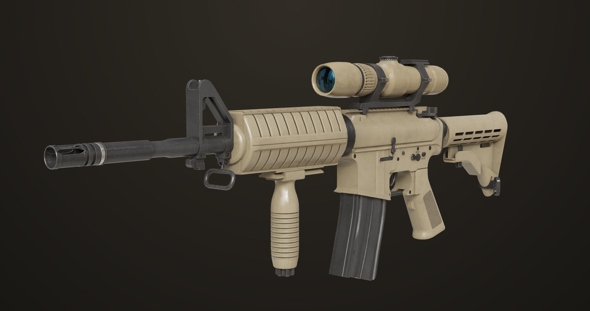 Machine Gun09 Brown All PBR unity UE Textures Low-poly 3D model_32
