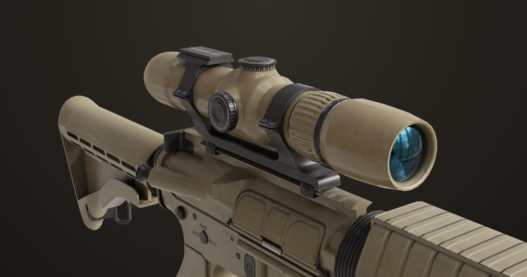 Machine Gun09 Brown All PBR unity UE Textures Low-poly 3D model_34