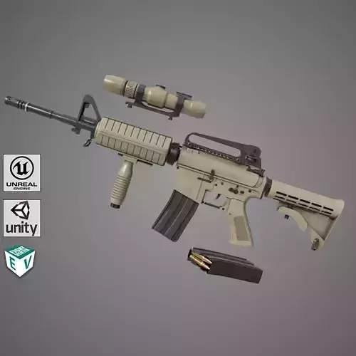 Machine Gun09 Brown All PBR unity UE Textures Low-poly 3D model