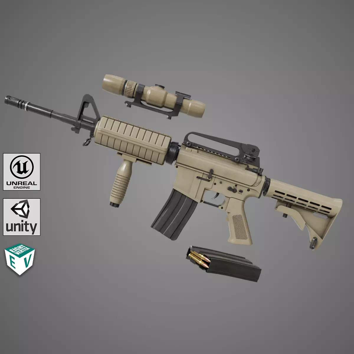 Machine Gun09 Brown All PBR unity UE Textures Low-poly 3D model_0