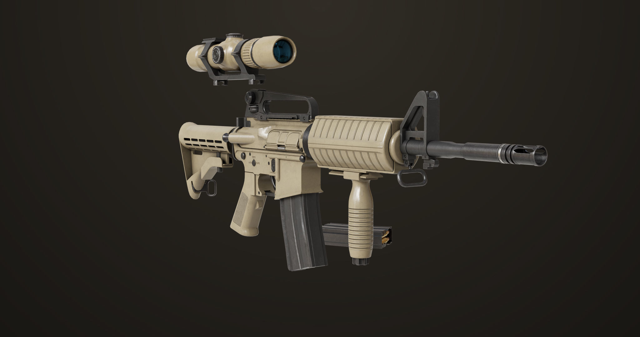 Machine Gun09 Brown All PBR unity UE Textures Low-poly 3D model_6