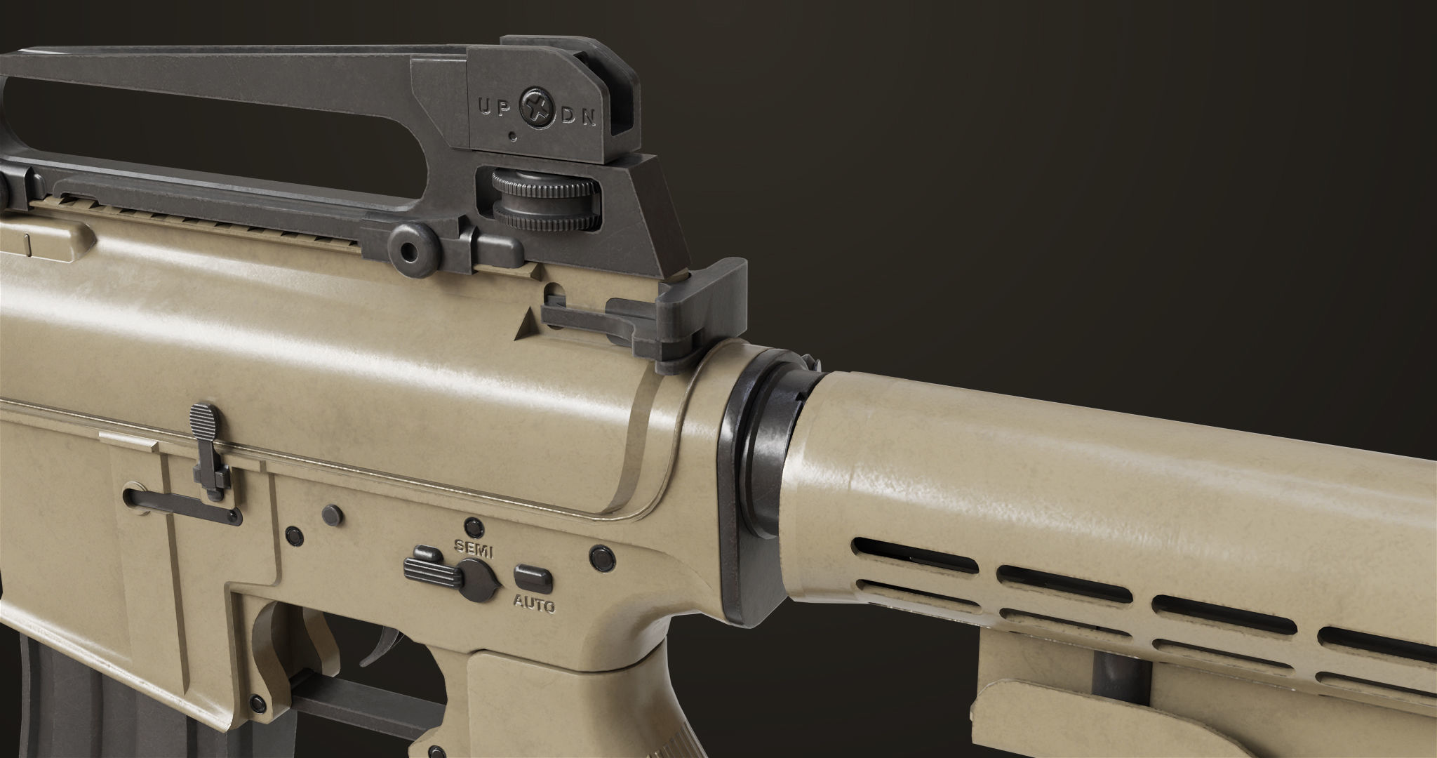 Machine Gun09 Brown All PBR unity UE Textures Low-poly 3D model_15