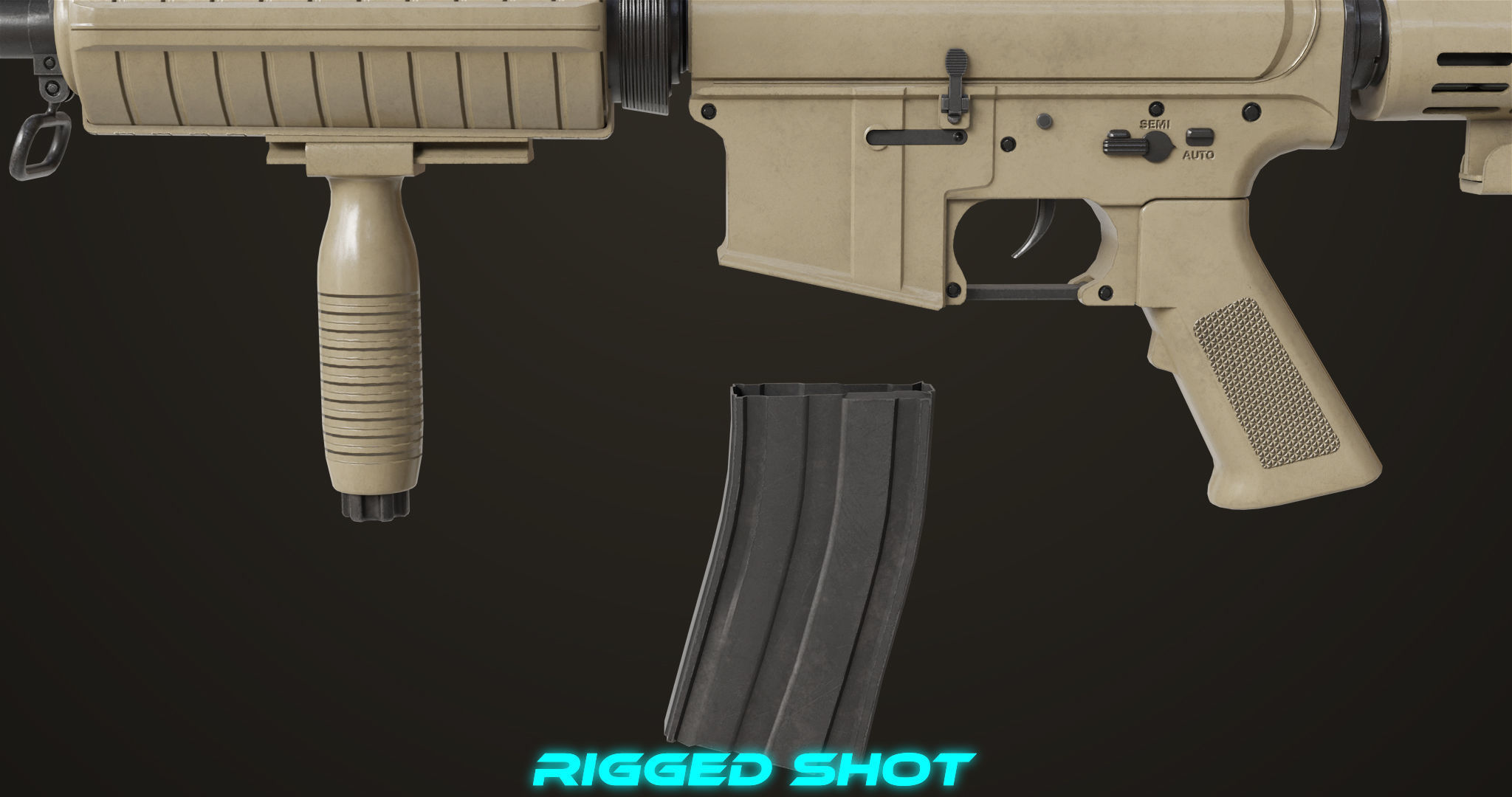 Machine Gun09 Brown All PBR unity UE Textures Low-poly 3D model_24