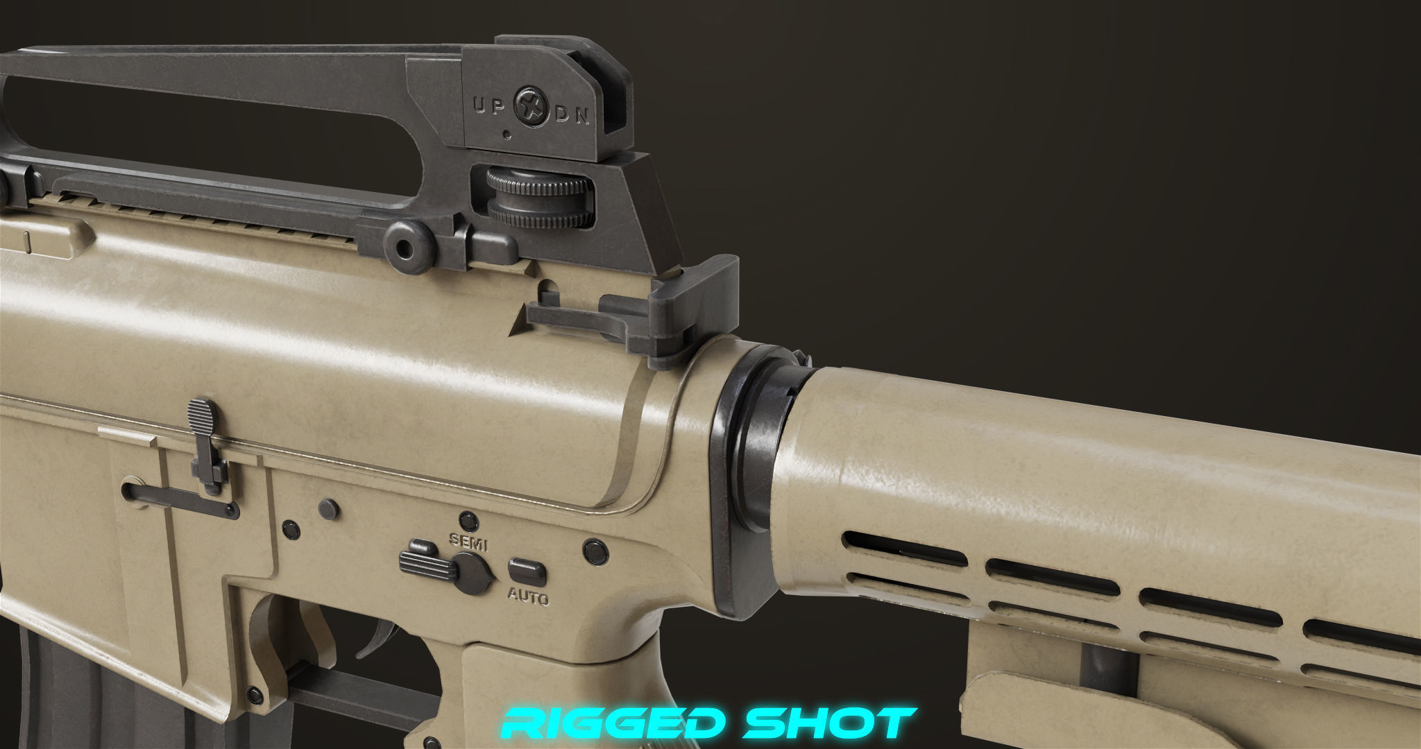 Machine Gun09 Brown All PBR unity UE Textures Low-poly 3D model_16