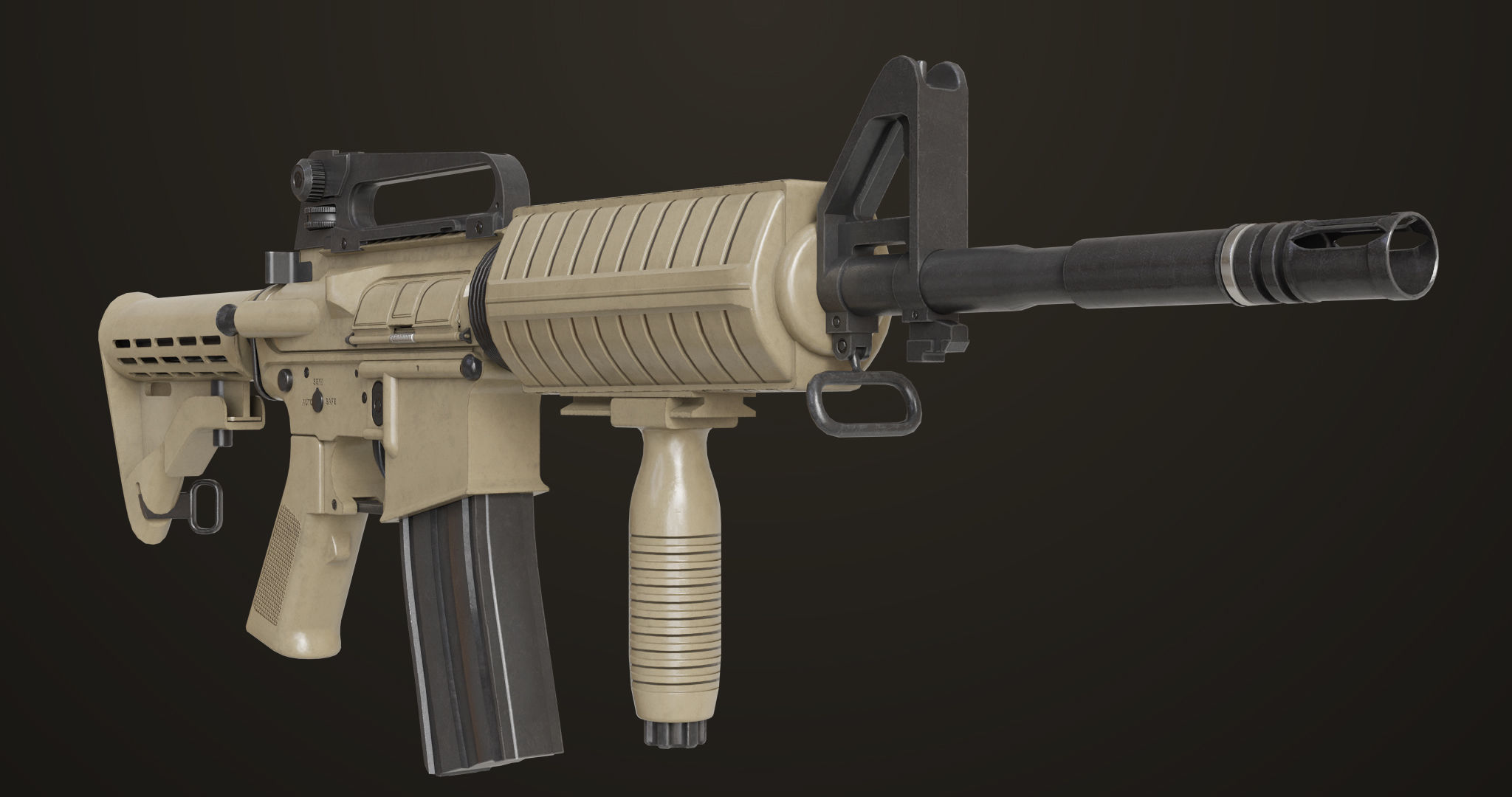 Machine Gun09 Brown All PBR unity UE Textures Low-poly 3D model_29