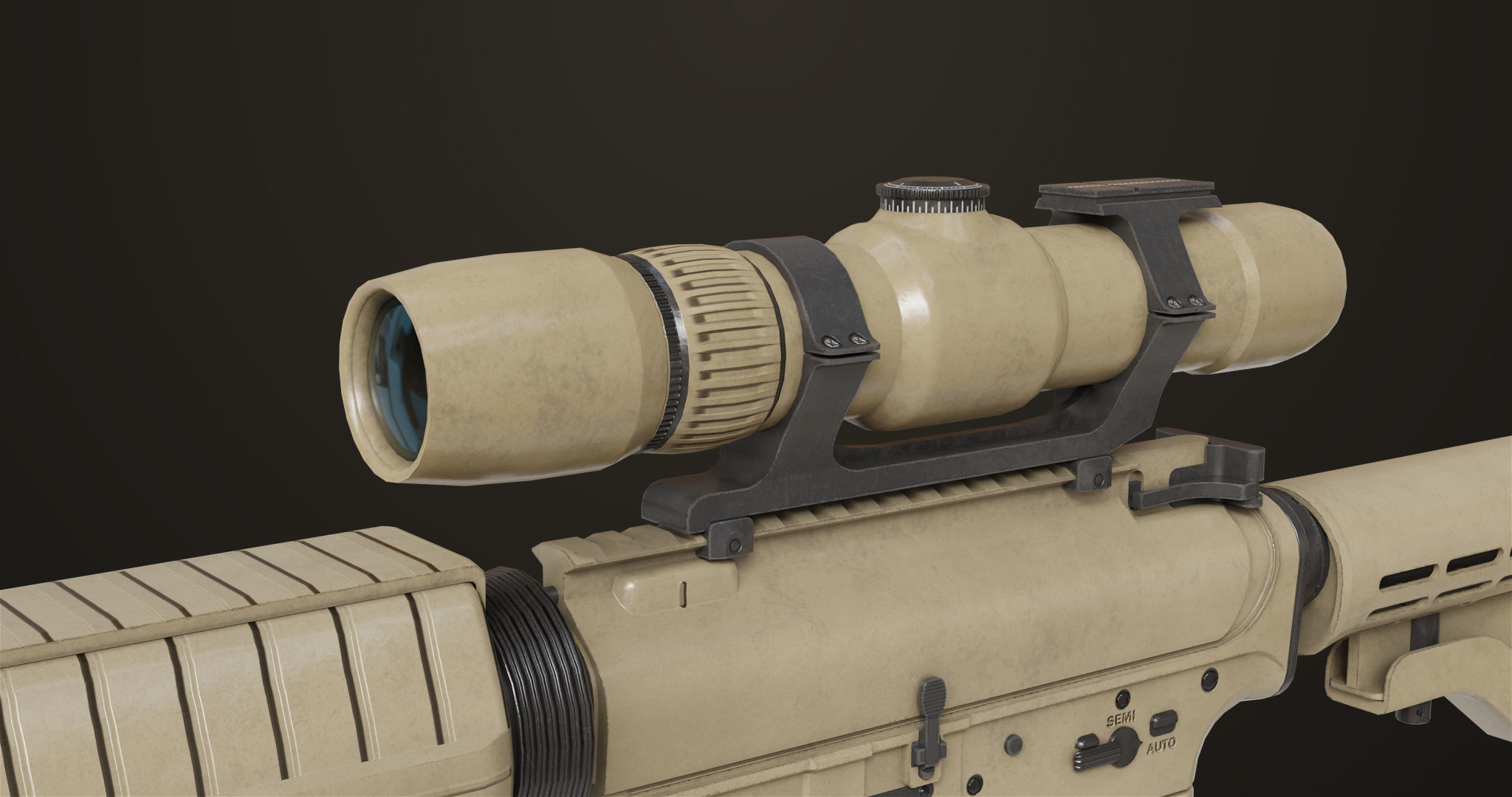 Machine Gun09 Brown All PBR unity UE Textures Low-poly 3D model_33