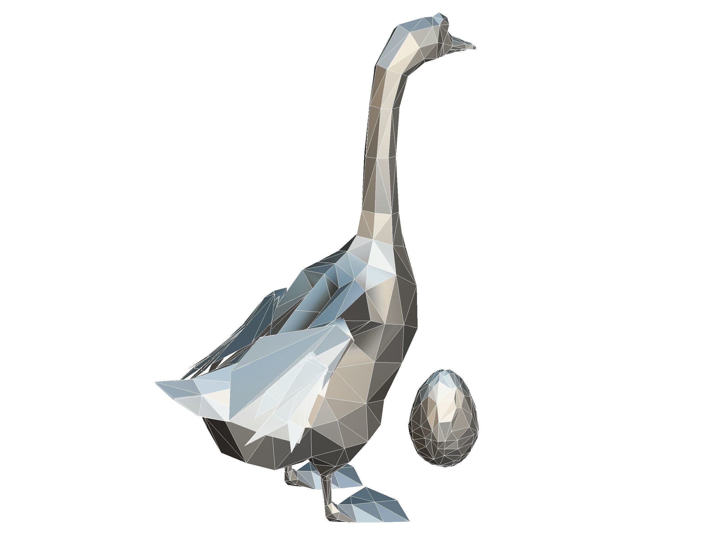Animated Golden Goose Gold Egg Lowpoly Art Style Low-poly 3D model_48