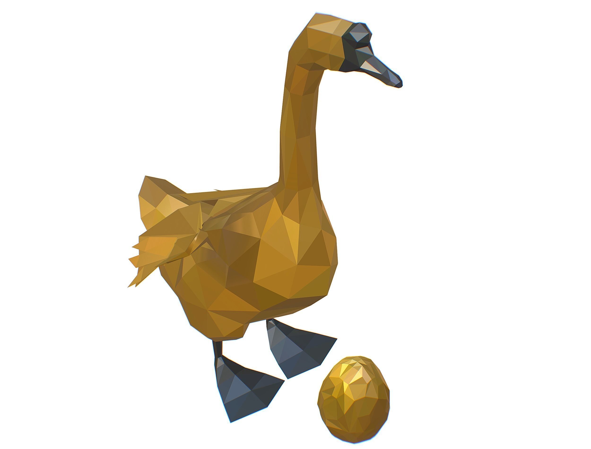 Animated Golden Goose Gold Egg Lowpoly Art Style Low-poly 3D model_42