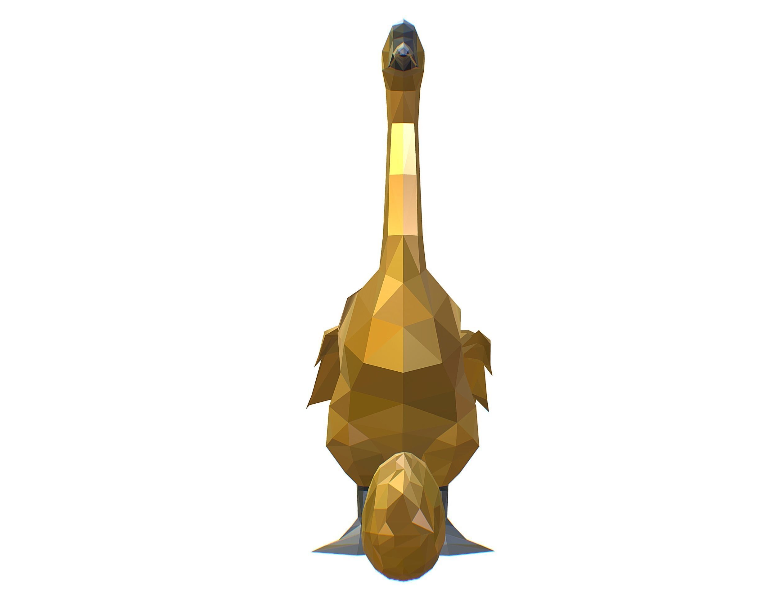 Animated Golden Goose Gold Egg Lowpoly Art Style Low-poly 3D model_38