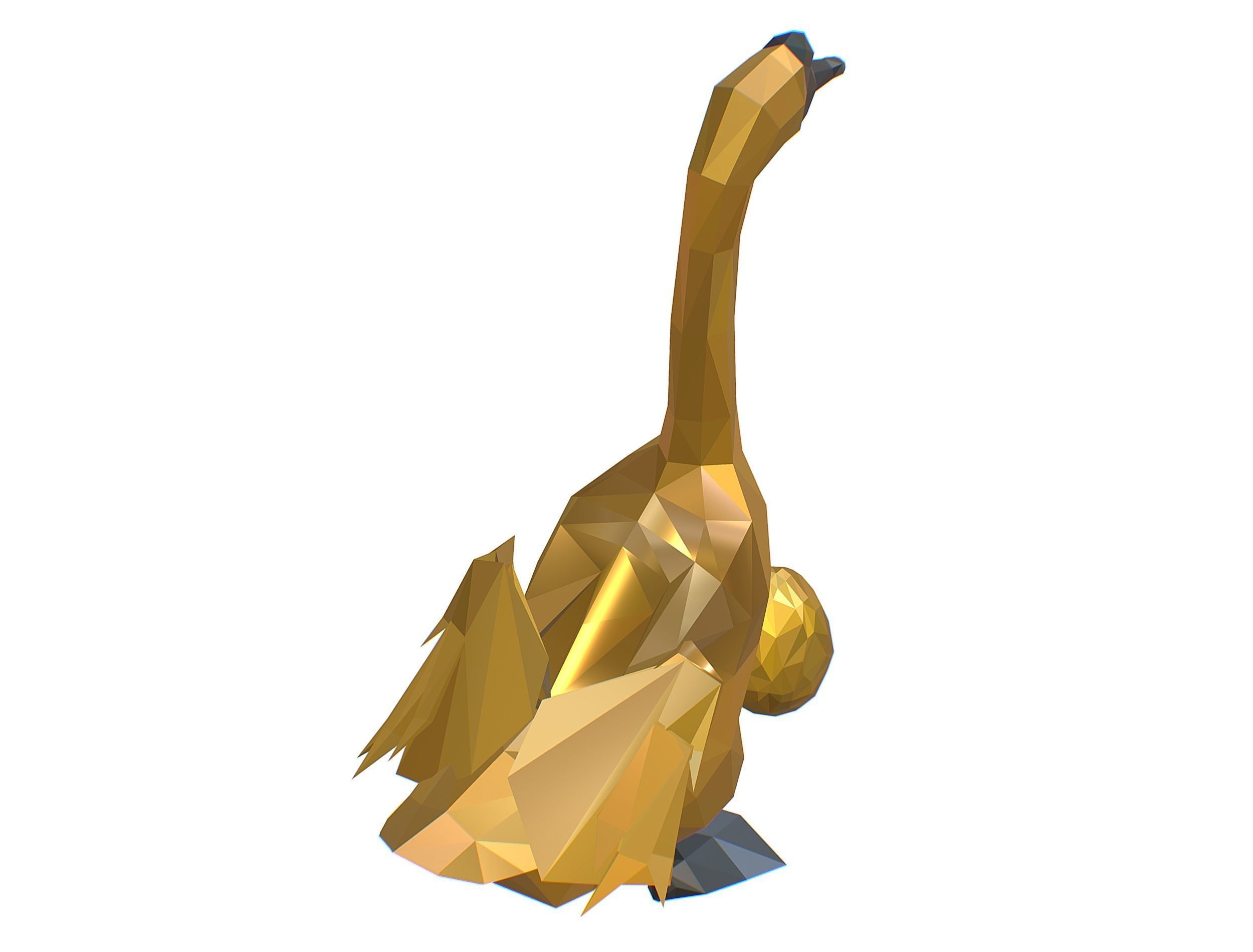 Animated Golden Goose Gold Egg Lowpoly Art Style Low-poly 3D model_43