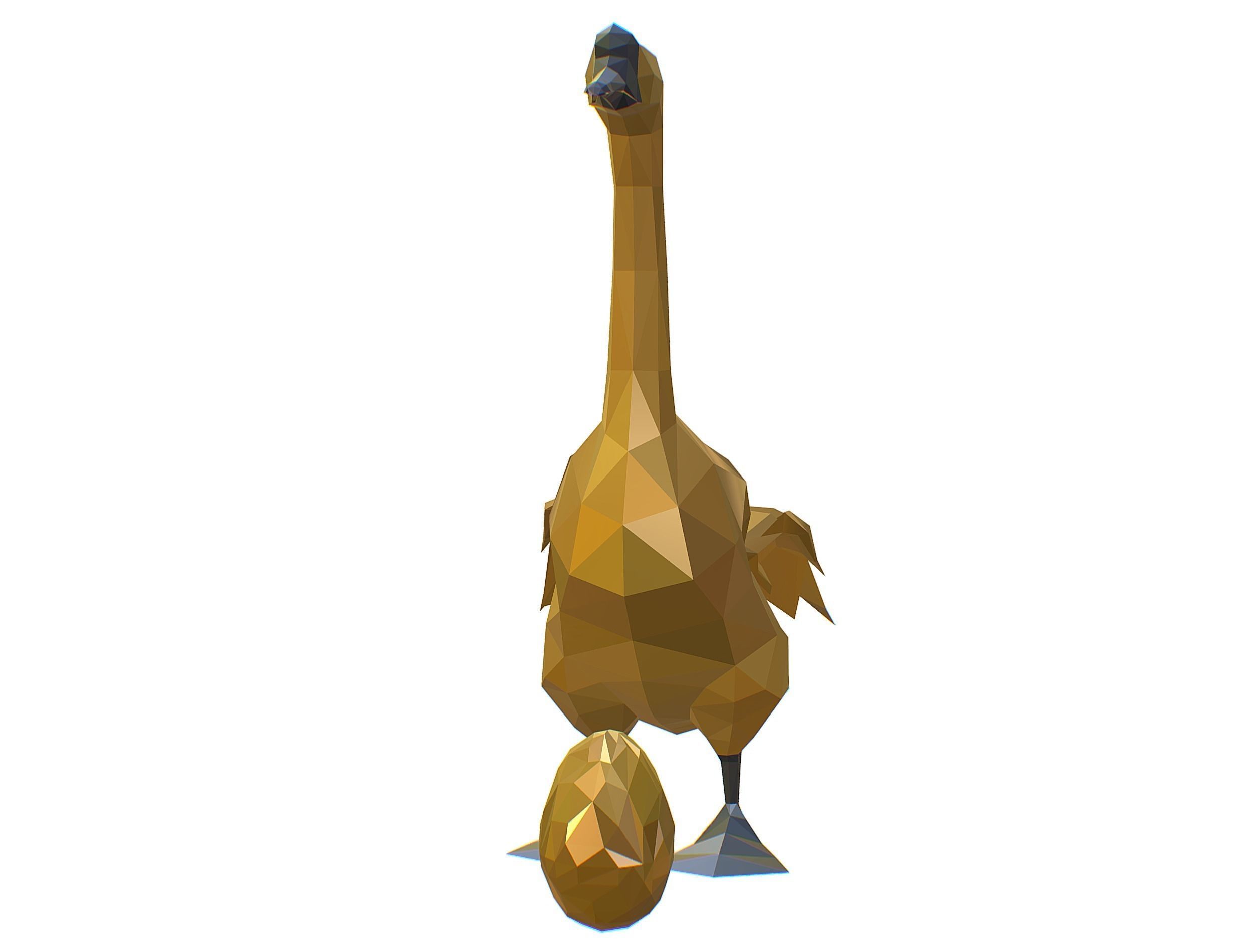 Animated Golden Goose Gold Egg Lowpoly Art Style Low-poly 3D model_25