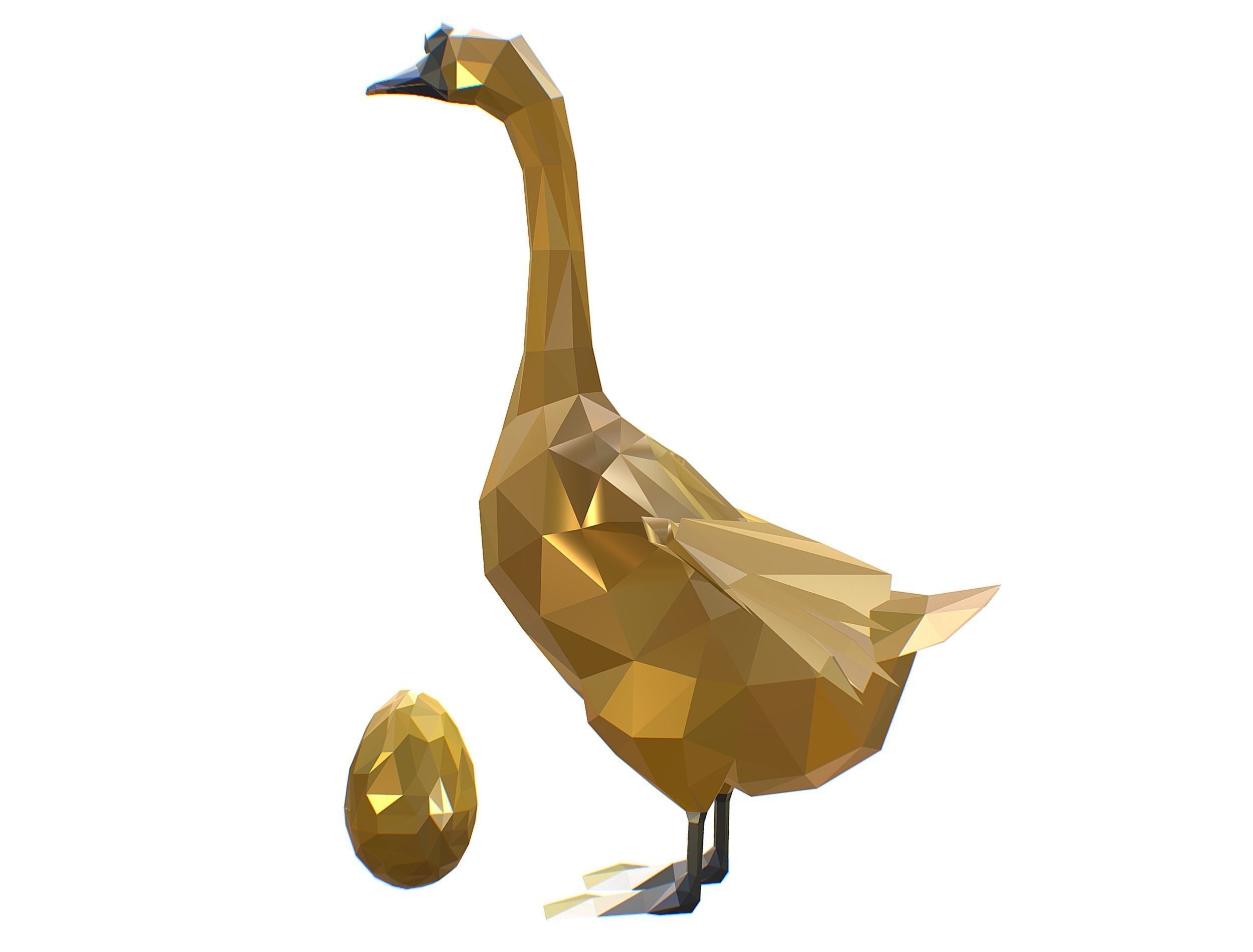 Animated Golden Goose Gold Egg Lowpoly Art Style Low-poly 3D model_36