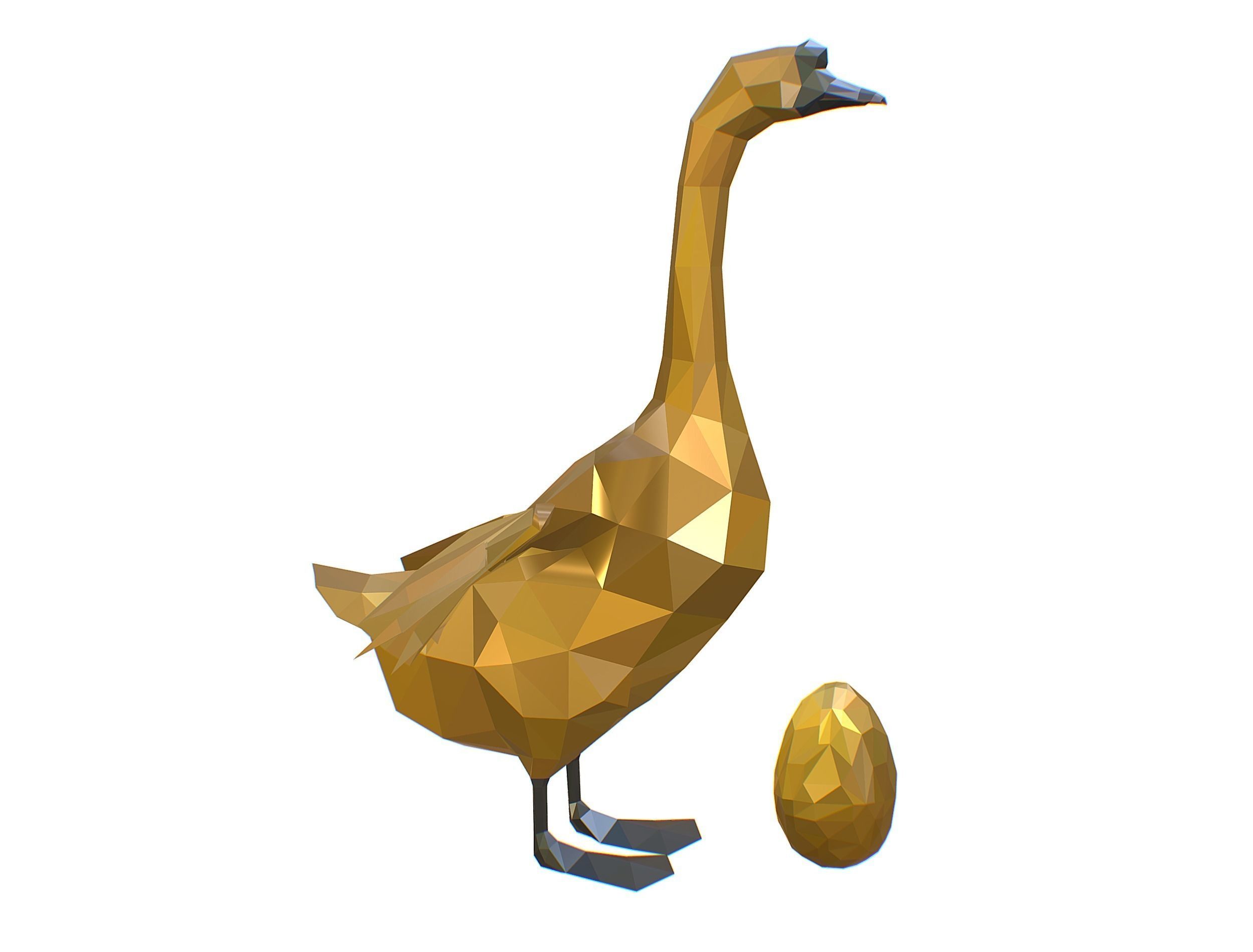 Animated Golden Goose Gold Egg Lowpoly Art Style Low-poly 3D model_29