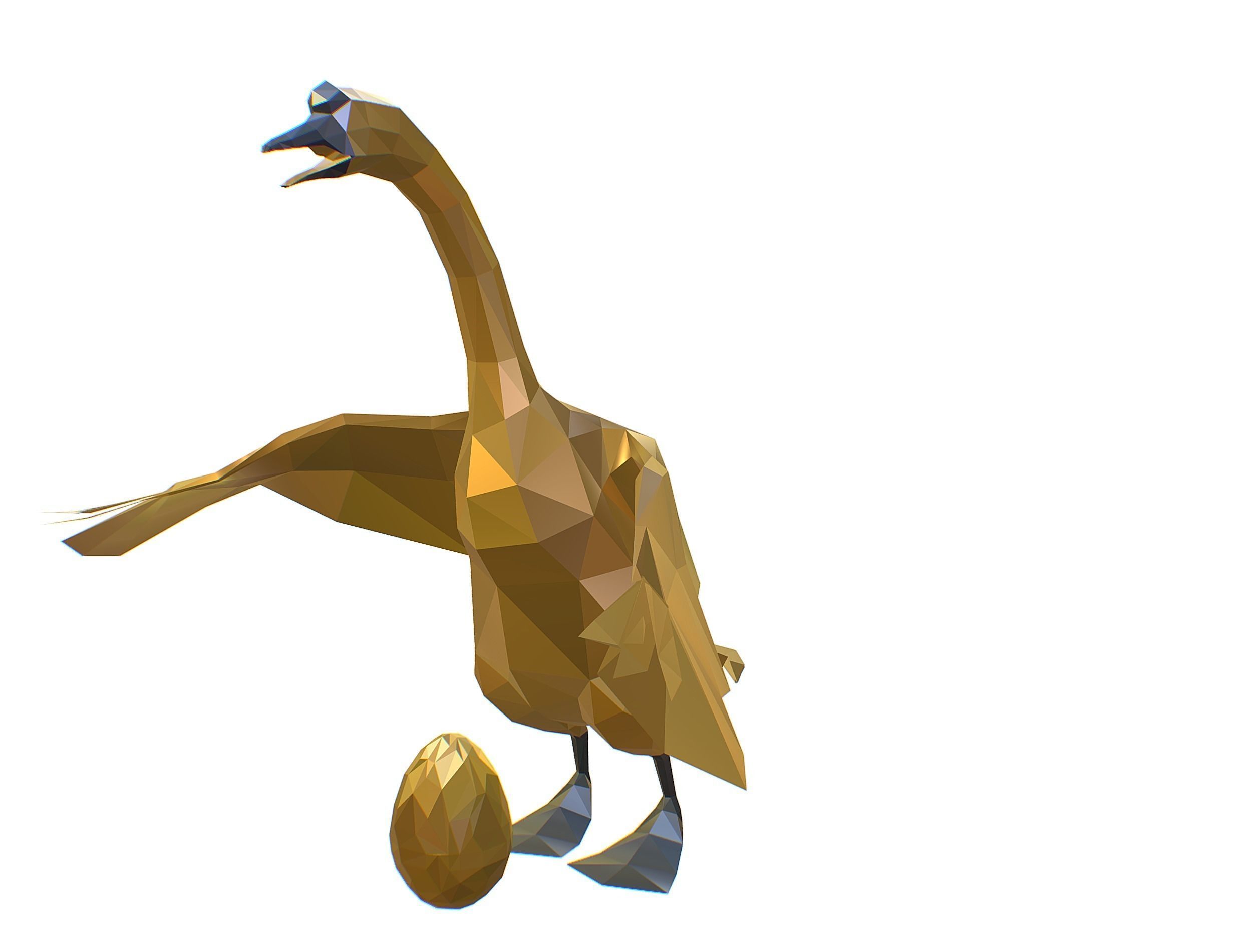 Animated Golden Goose Gold Egg Lowpoly Art Style Low-poly 3D model_11