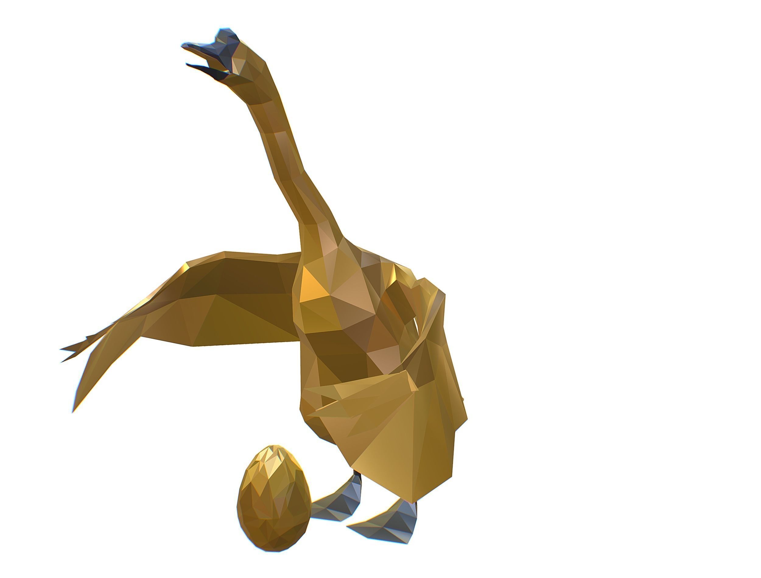Animated Golden Goose Gold Egg Lowpoly Art Style Low-poly 3D model_15