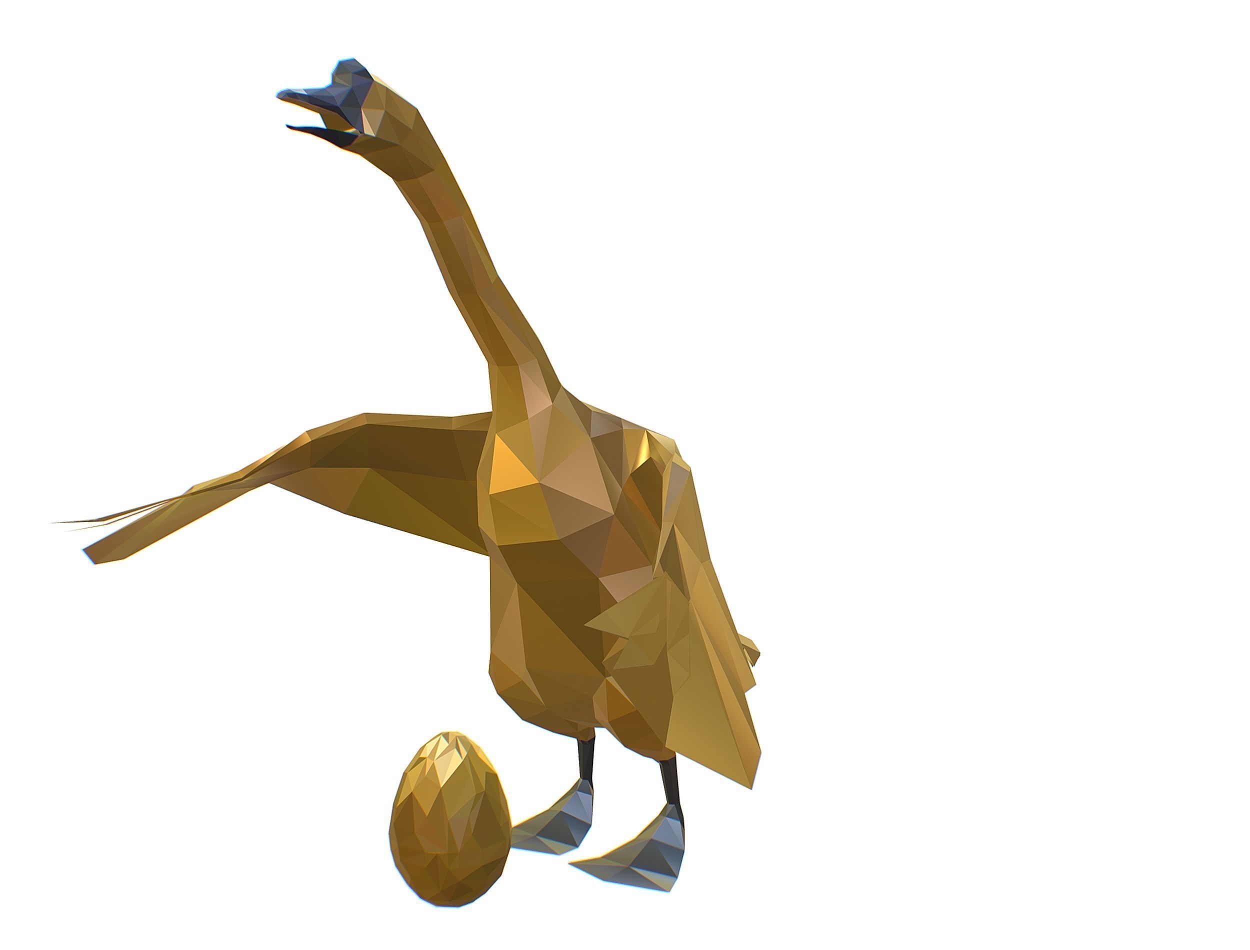 Animated Golden Goose Gold Egg Lowpoly Art Style Low-poly 3D model_8