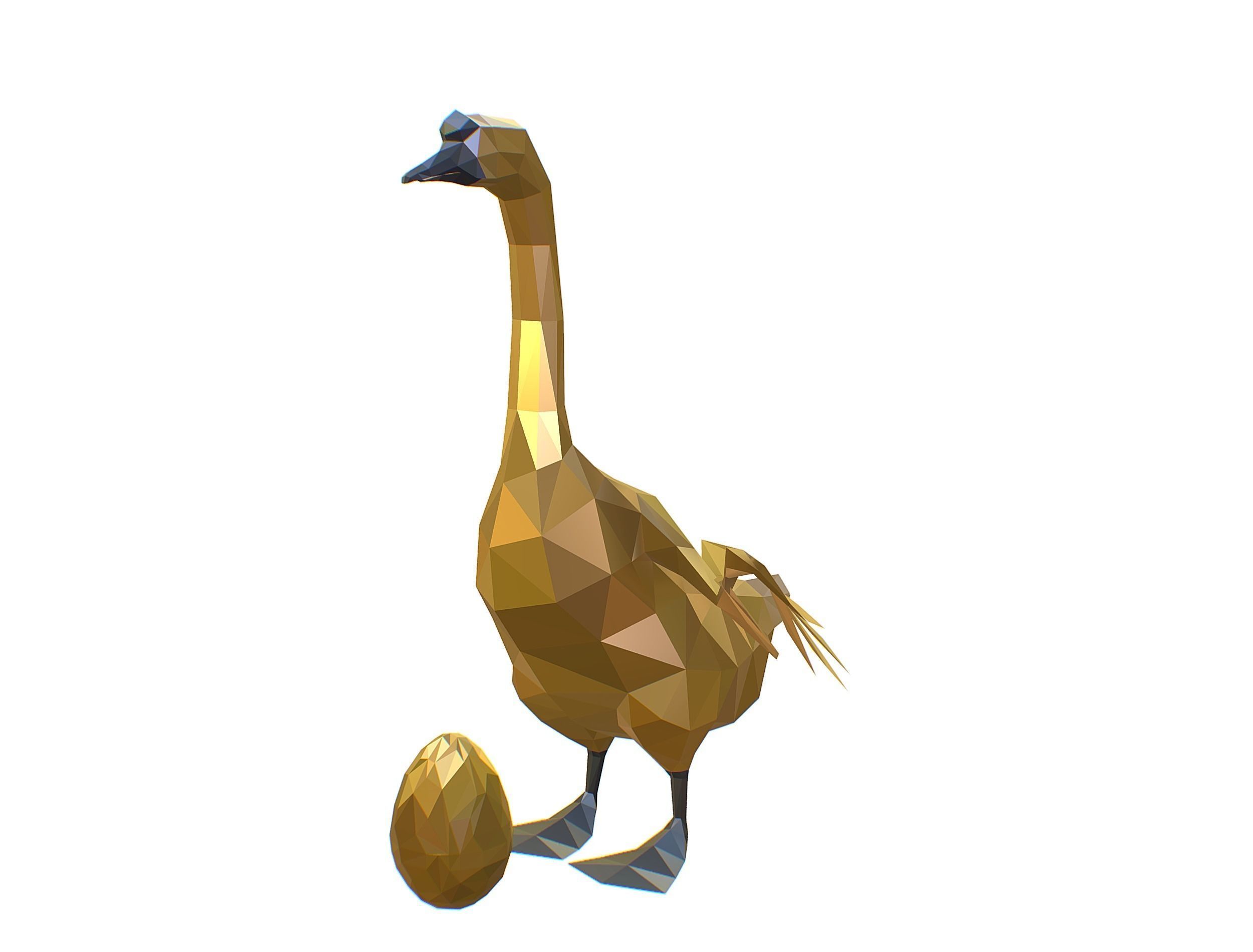 Animated Golden Goose Gold Egg Lowpoly Art Style Low-poly 3D model_22