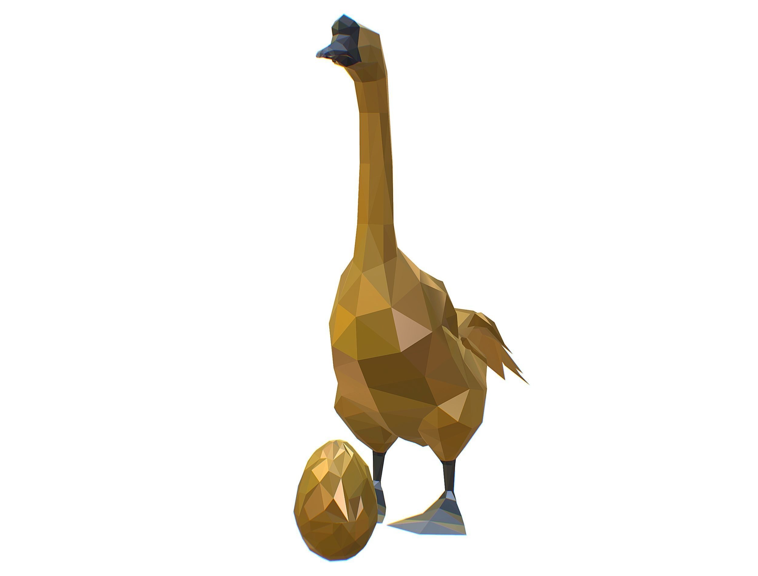 Animated Golden Goose Gold Egg Lowpoly Art Style Low-poly 3D model_24