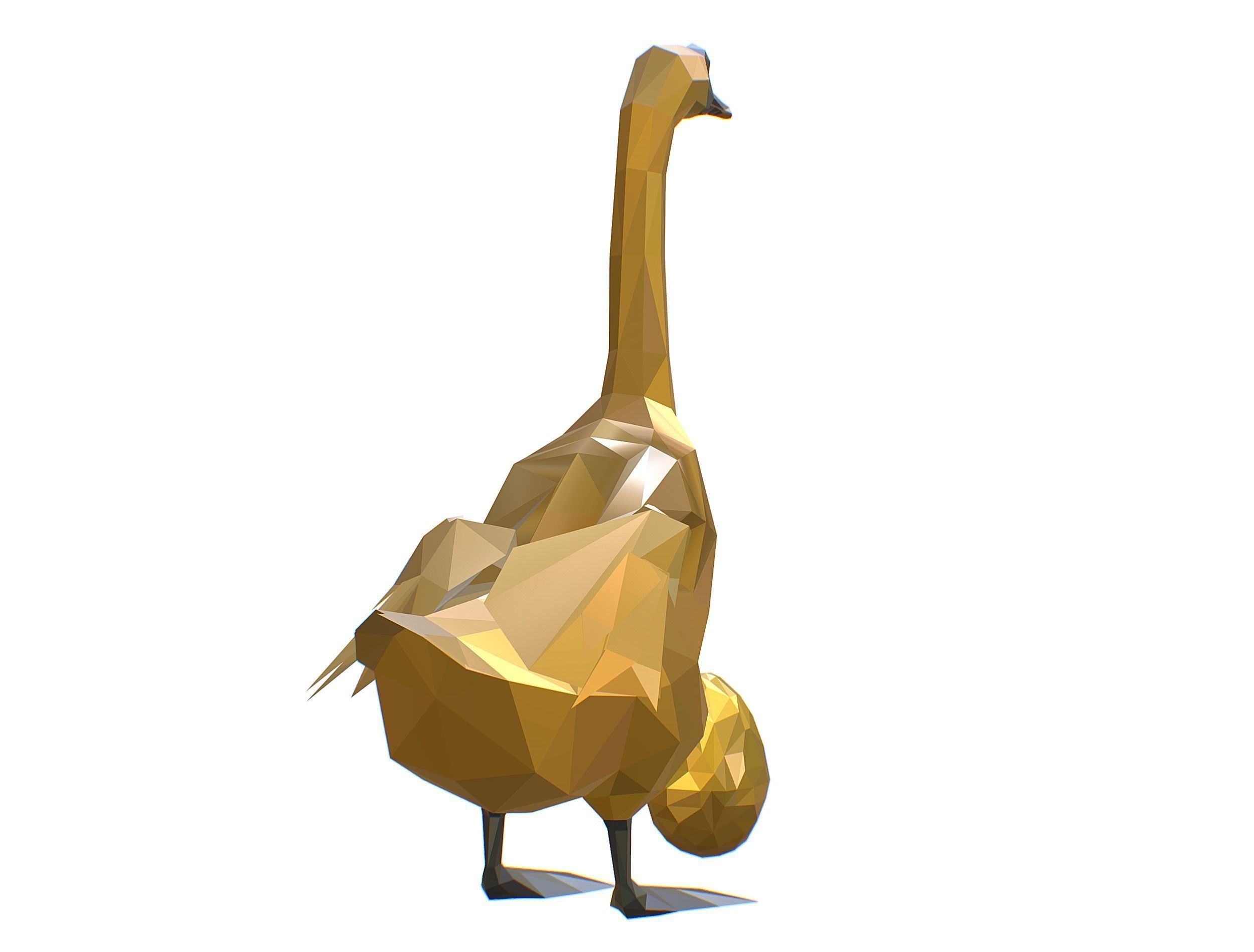 Animated Golden Goose Gold Egg Lowpoly Art Style Low-poly 3D model_32