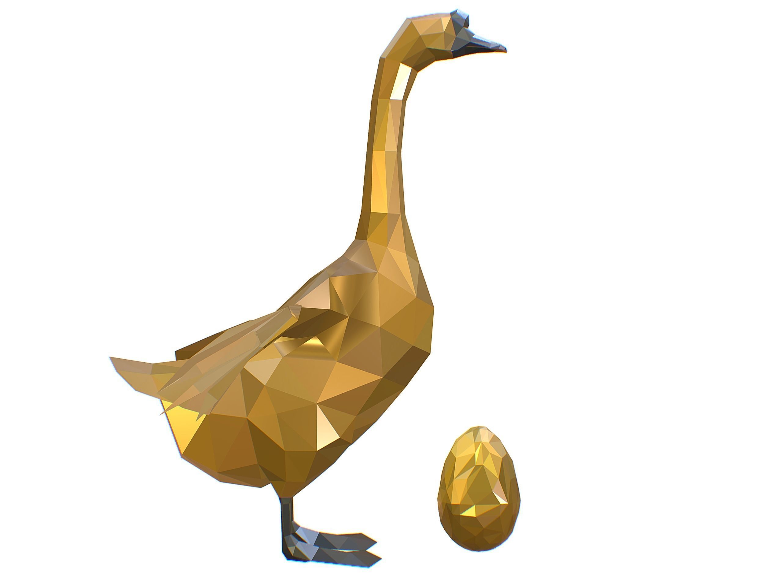 Animated Golden Goose Gold Egg Lowpoly Art Style Low-poly 3D model_39
