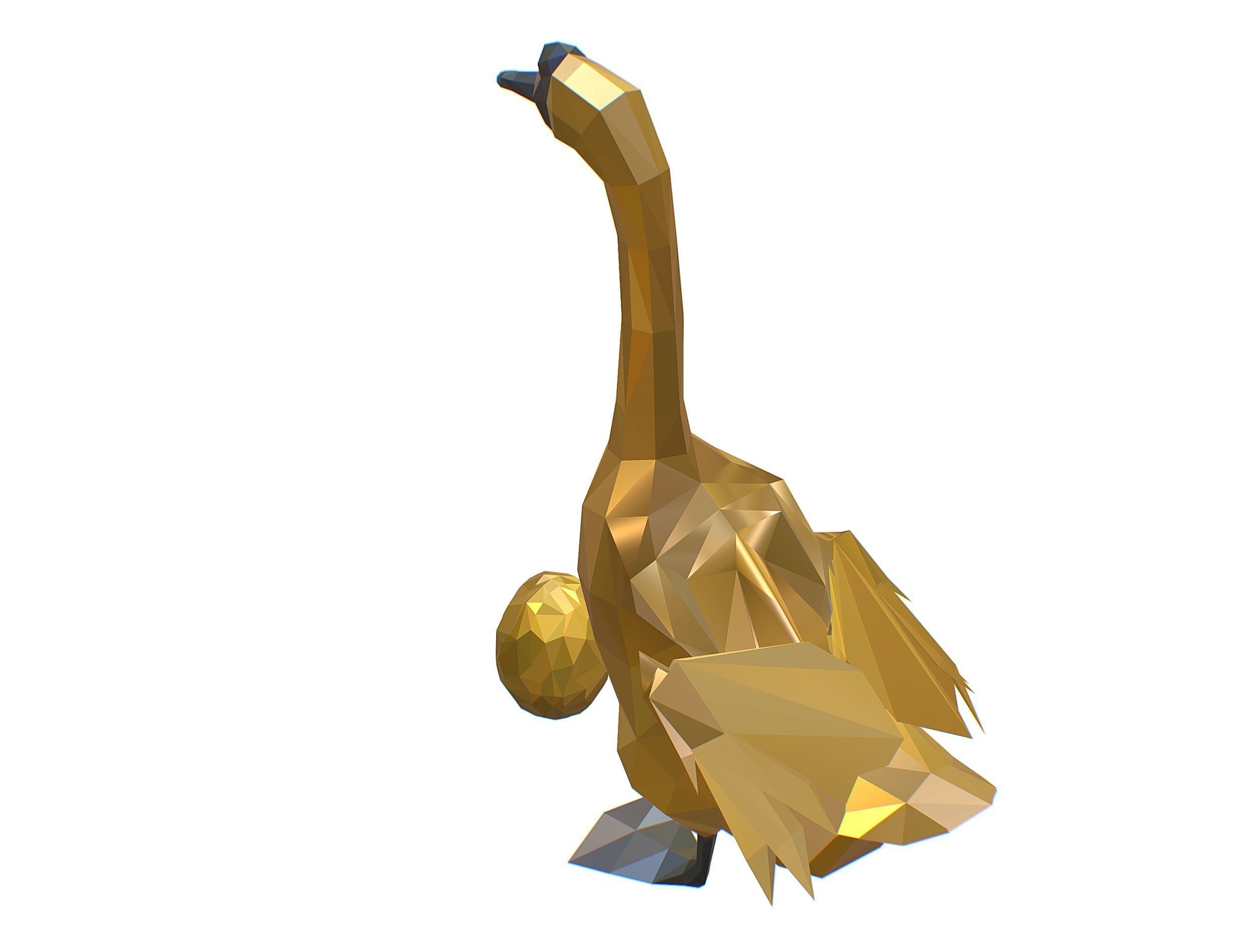 Animated Golden Goose Gold Egg Lowpoly Art Style Low-poly 3D model_44