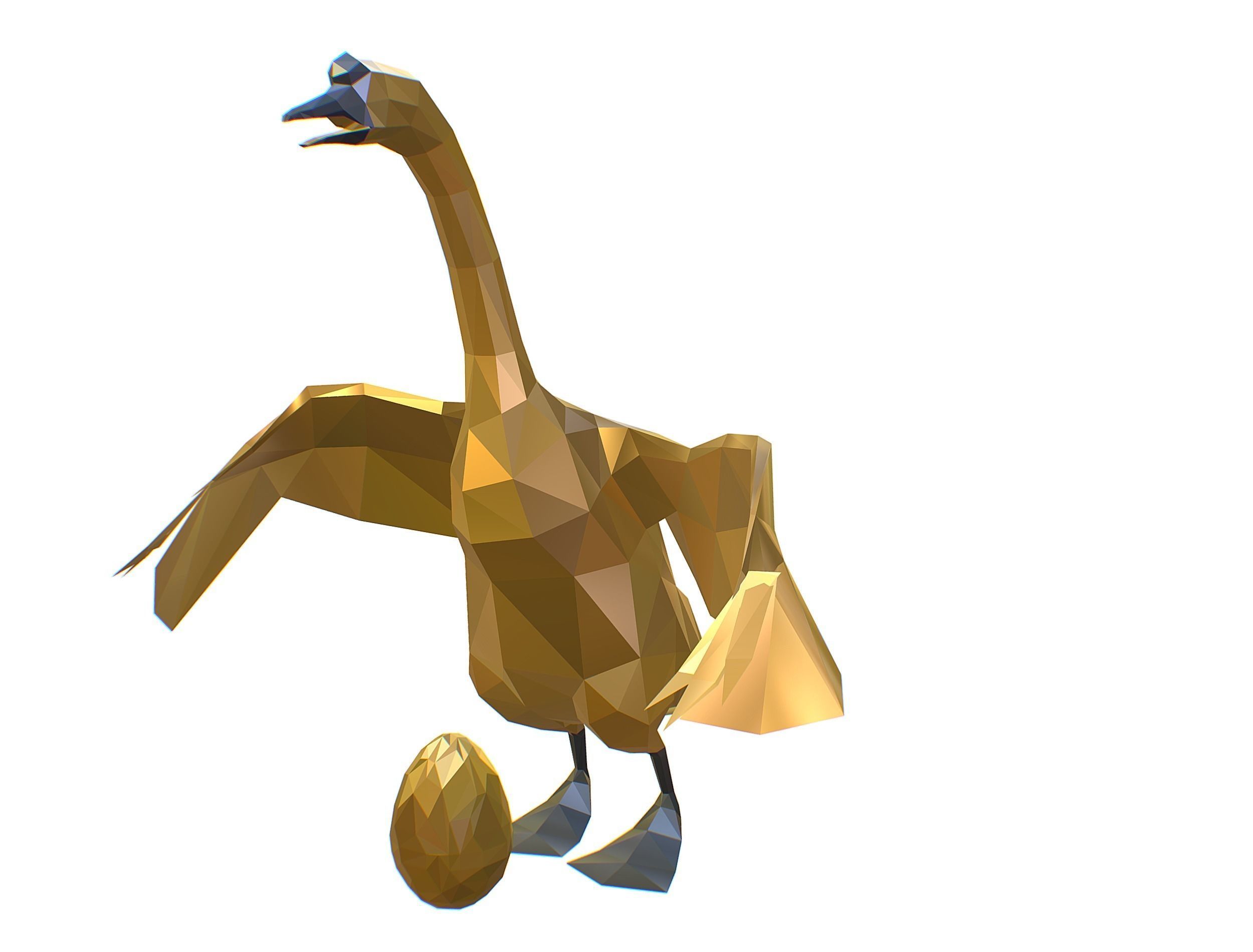 Animated Golden Goose Gold Egg Lowpoly Art Style Low-poly 3D model_12