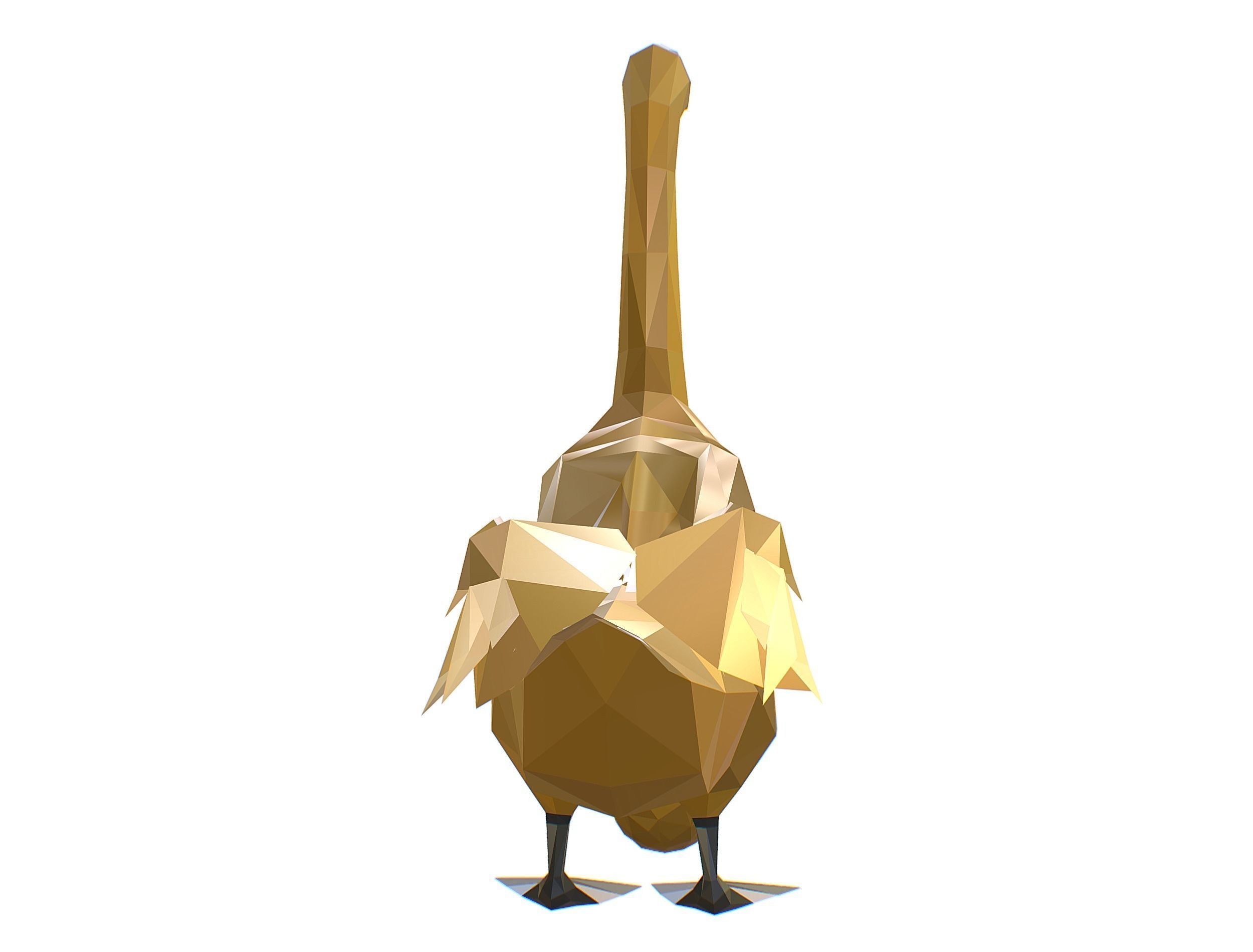 Animated Golden Goose Gold Egg Lowpoly Art Style Low-poly 3D model_33