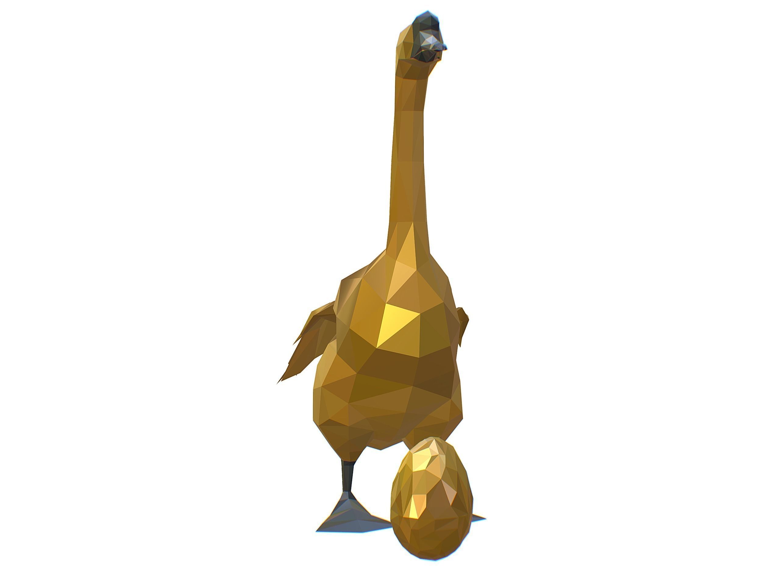 Animated Golden Goose Gold Egg Lowpoly Art Style Low-poly 3D model_26
