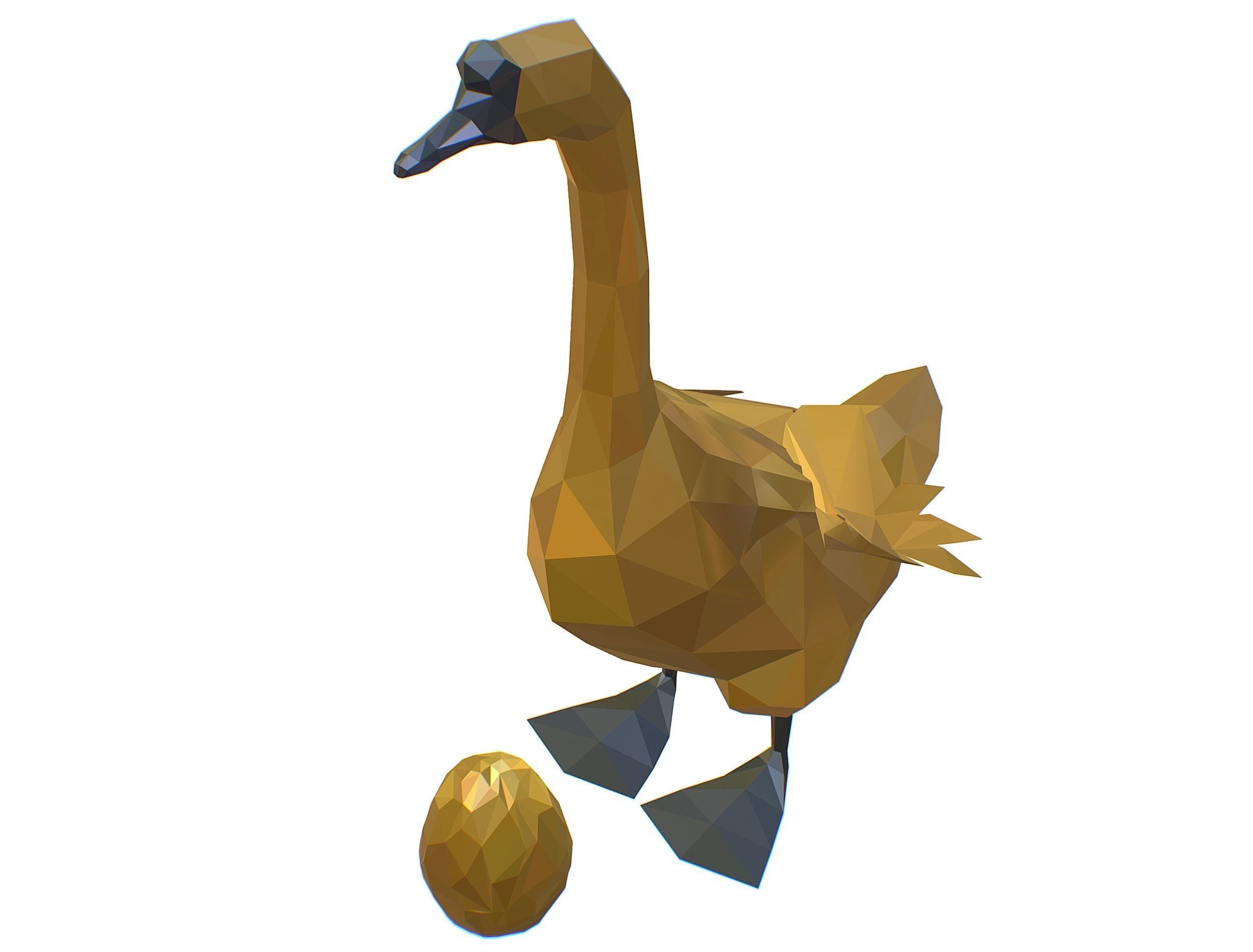 Animated Golden Goose Gold Egg Lowpoly Art Style Low-poly 3D model_41