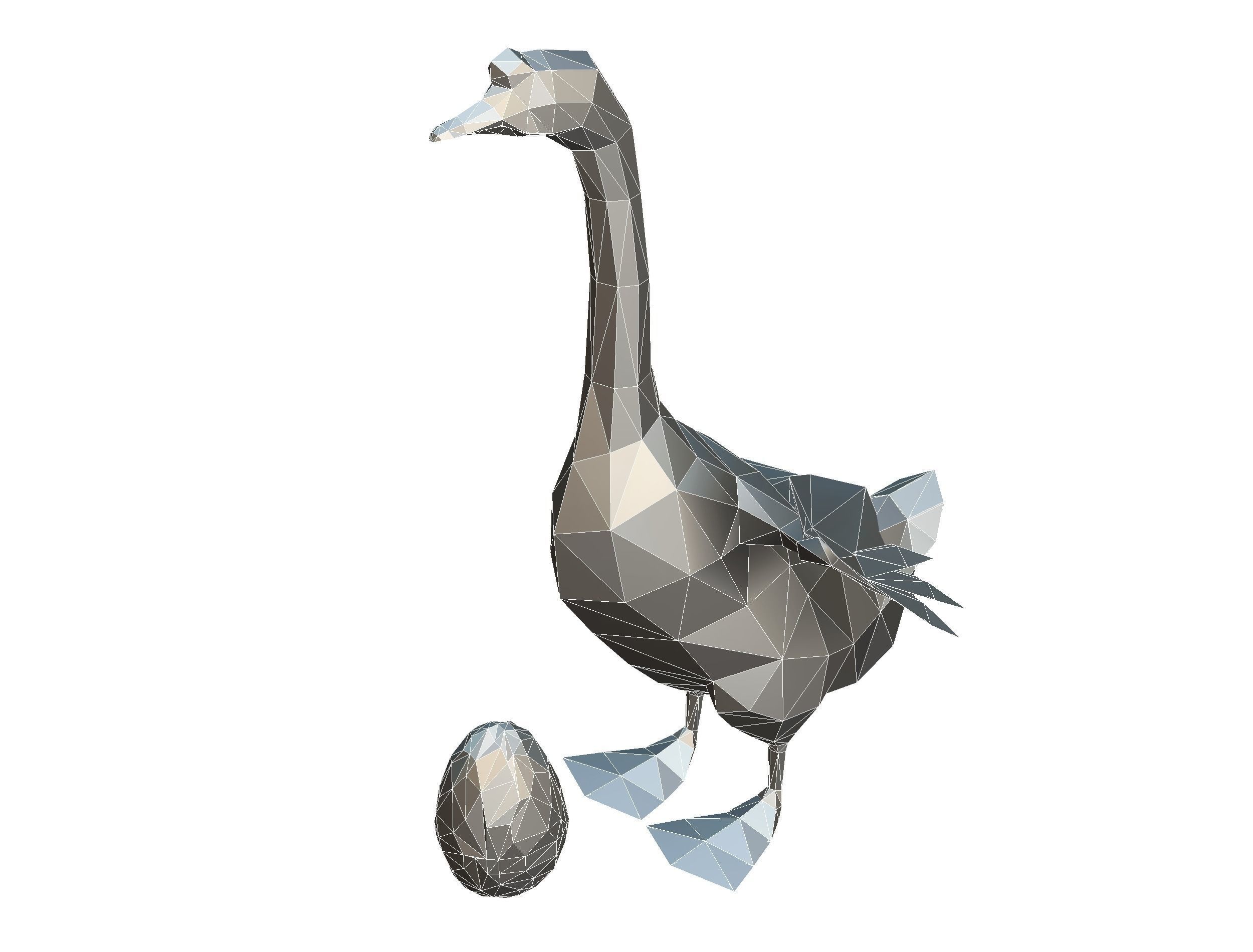 Animated Golden Goose Gold Egg Lowpoly Art Style Low-poly 3D model_46