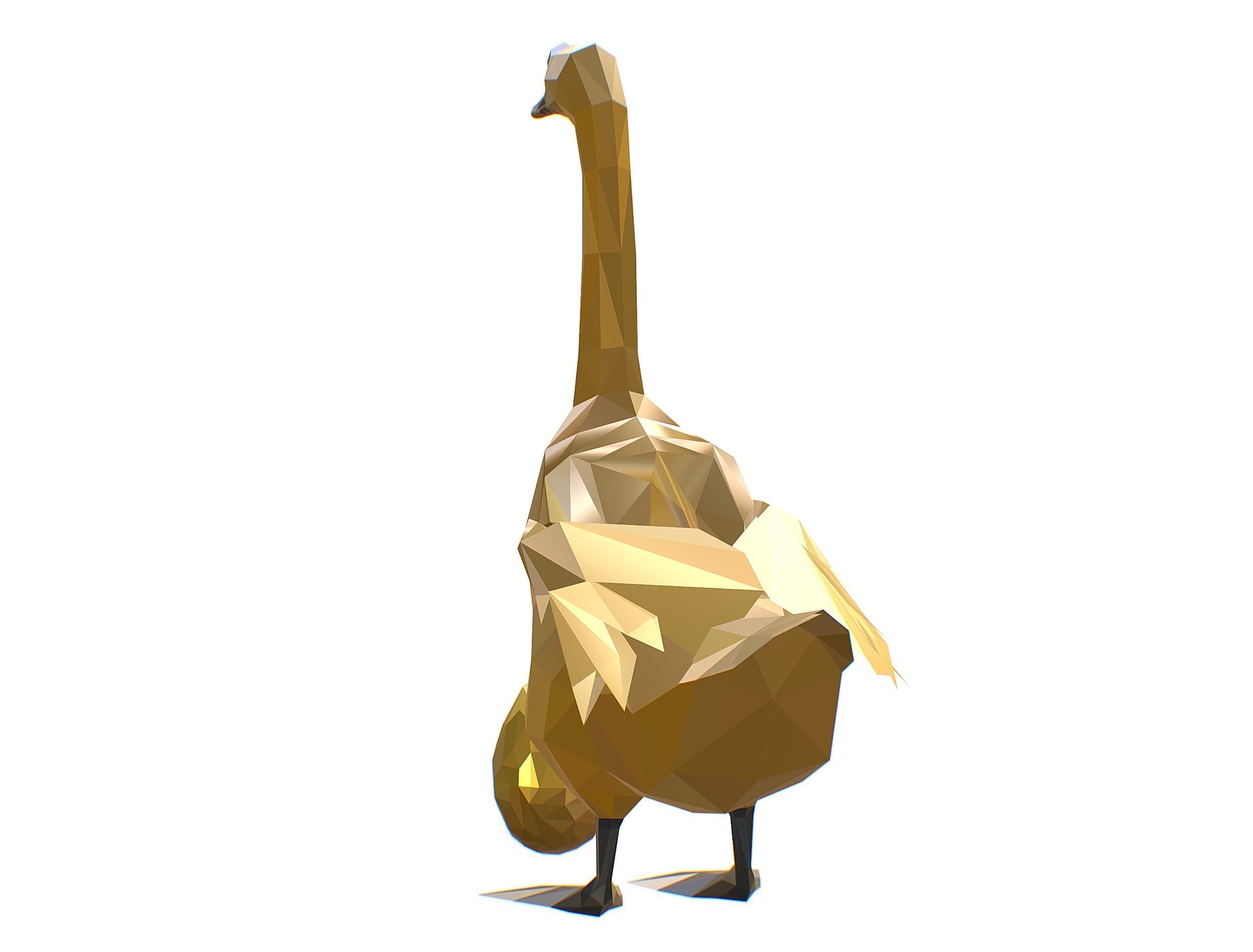 Animated Golden Goose Gold Egg Lowpoly Art Style Low-poly 3D model_34