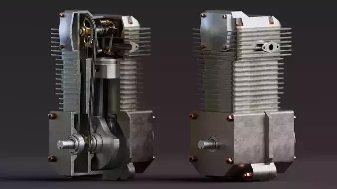 Realistic Engine - Internal Combustion Engine Low-poly 3D model