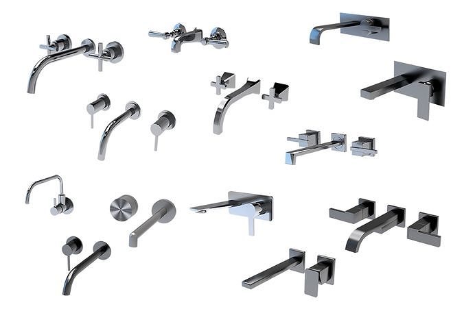 Modern Wall-Mounted Faucet Collection 3D model